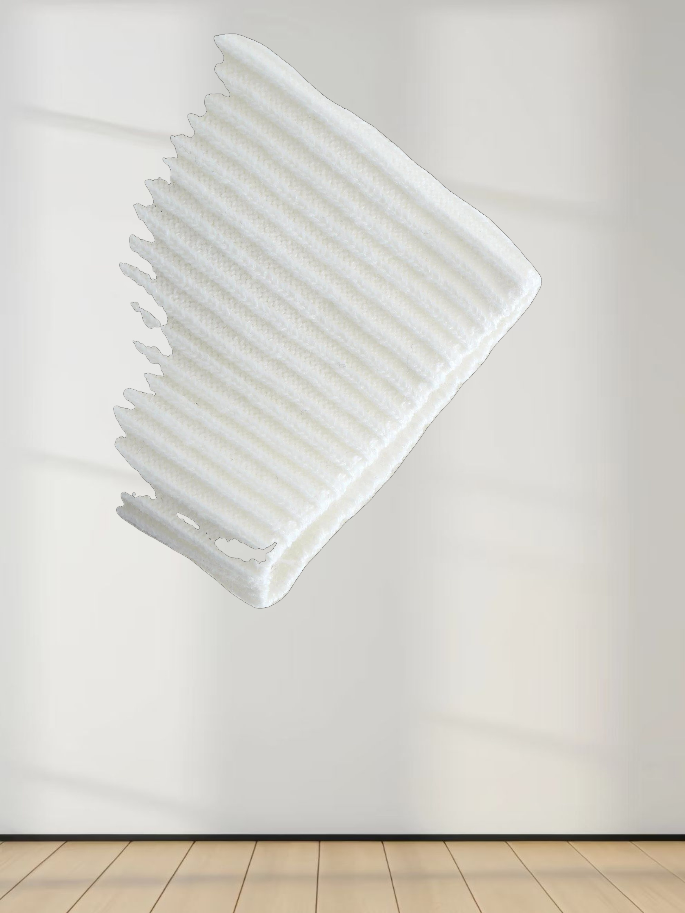 Ribbed Knit Cardigan-White