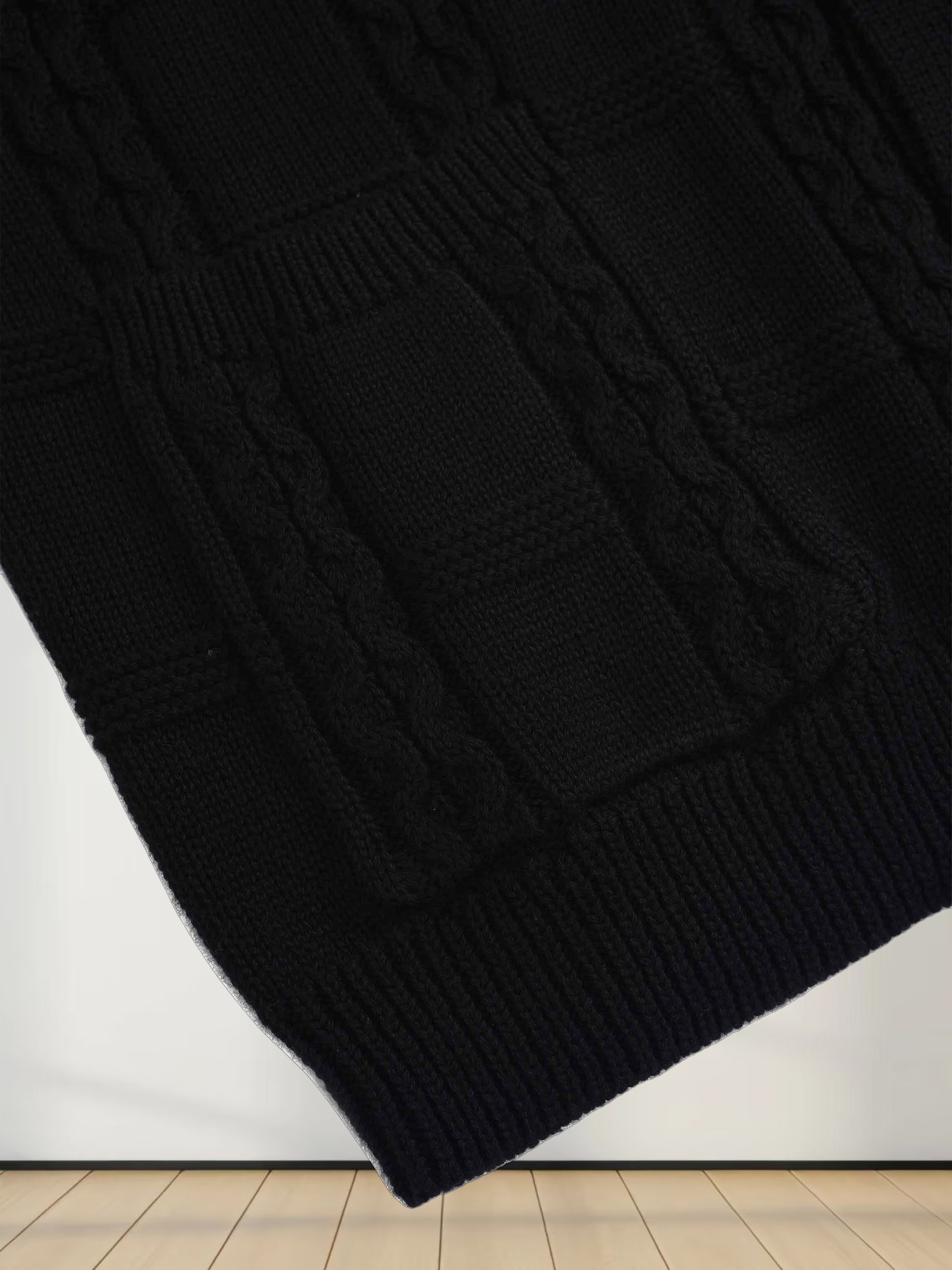 Cable Design Cardigan-Black