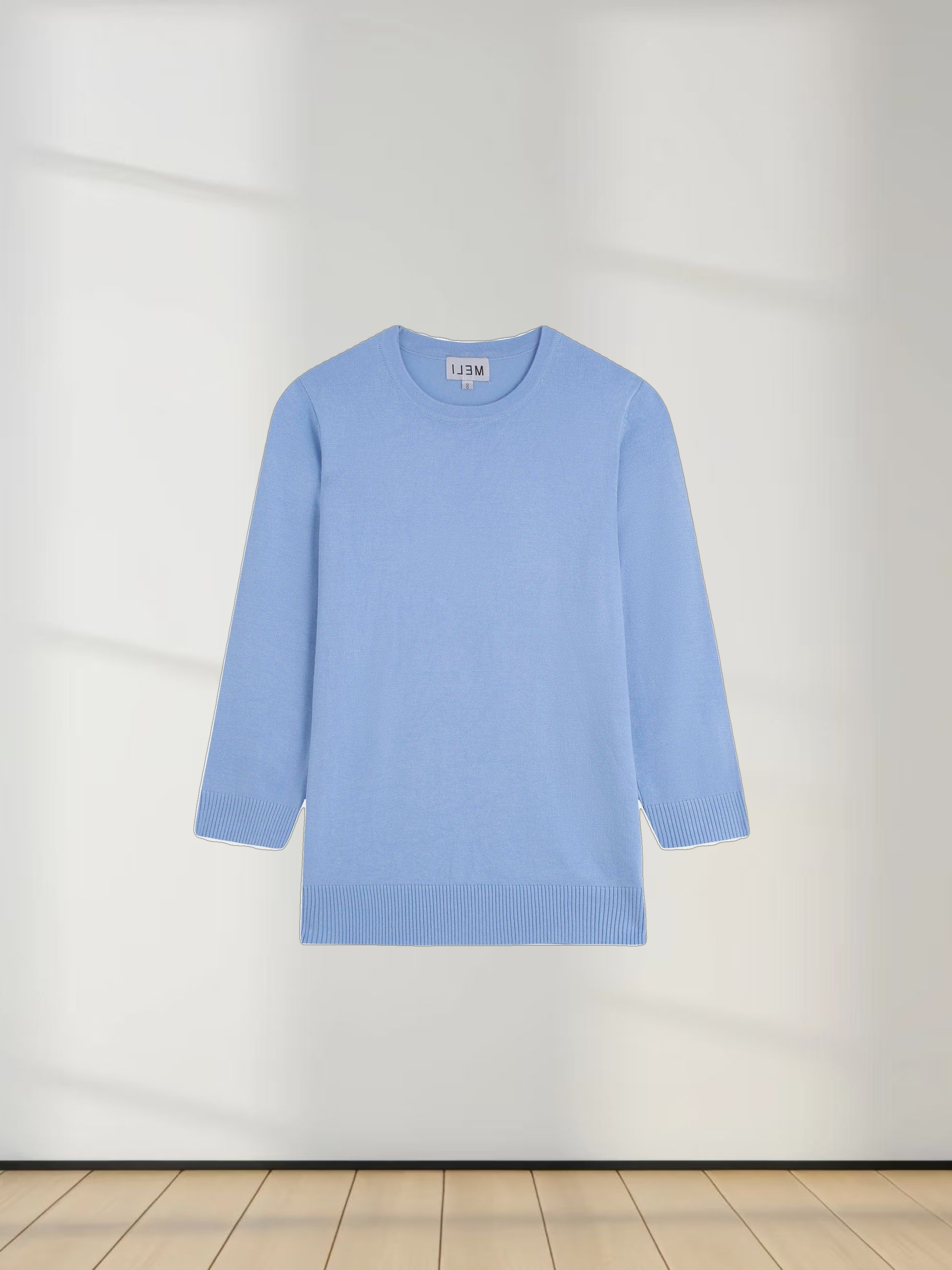 Basic Crew Sweater 3Q-Periwinkle