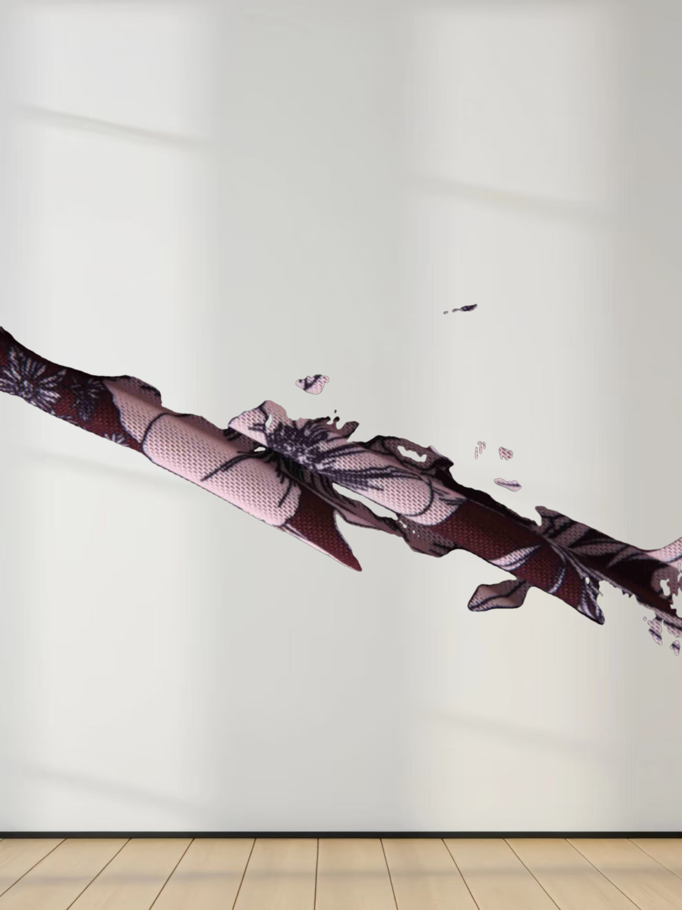 Printed Mesh Crew Neck Top-Striped Floral