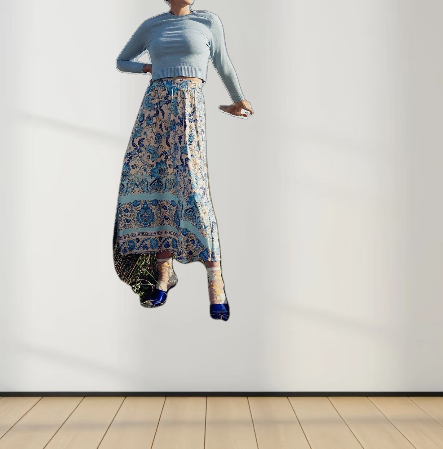 RIBBED BAND SWEATER-OCEAN BLUE