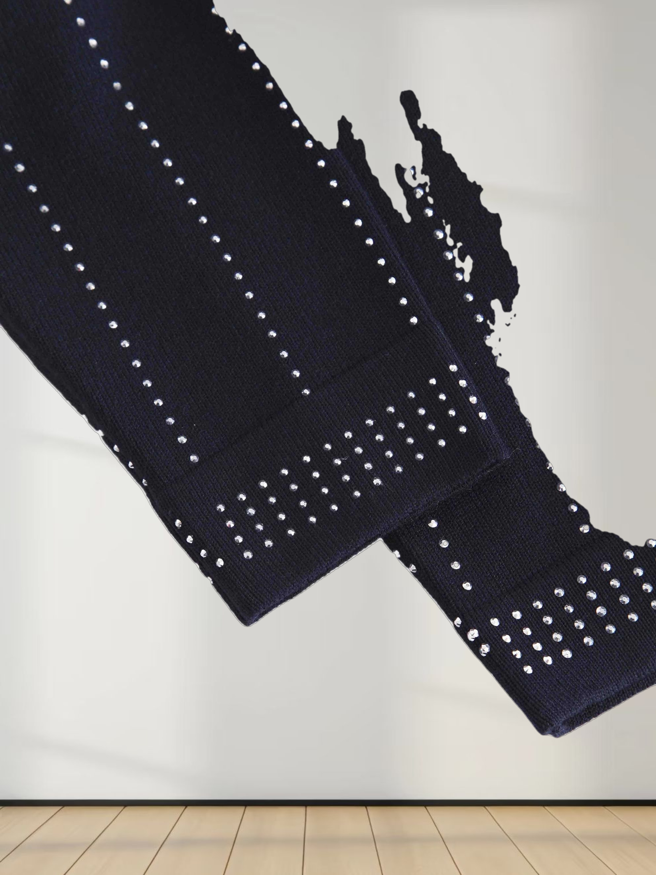 Crystal Pinstripe Crew Cardigan-Navy