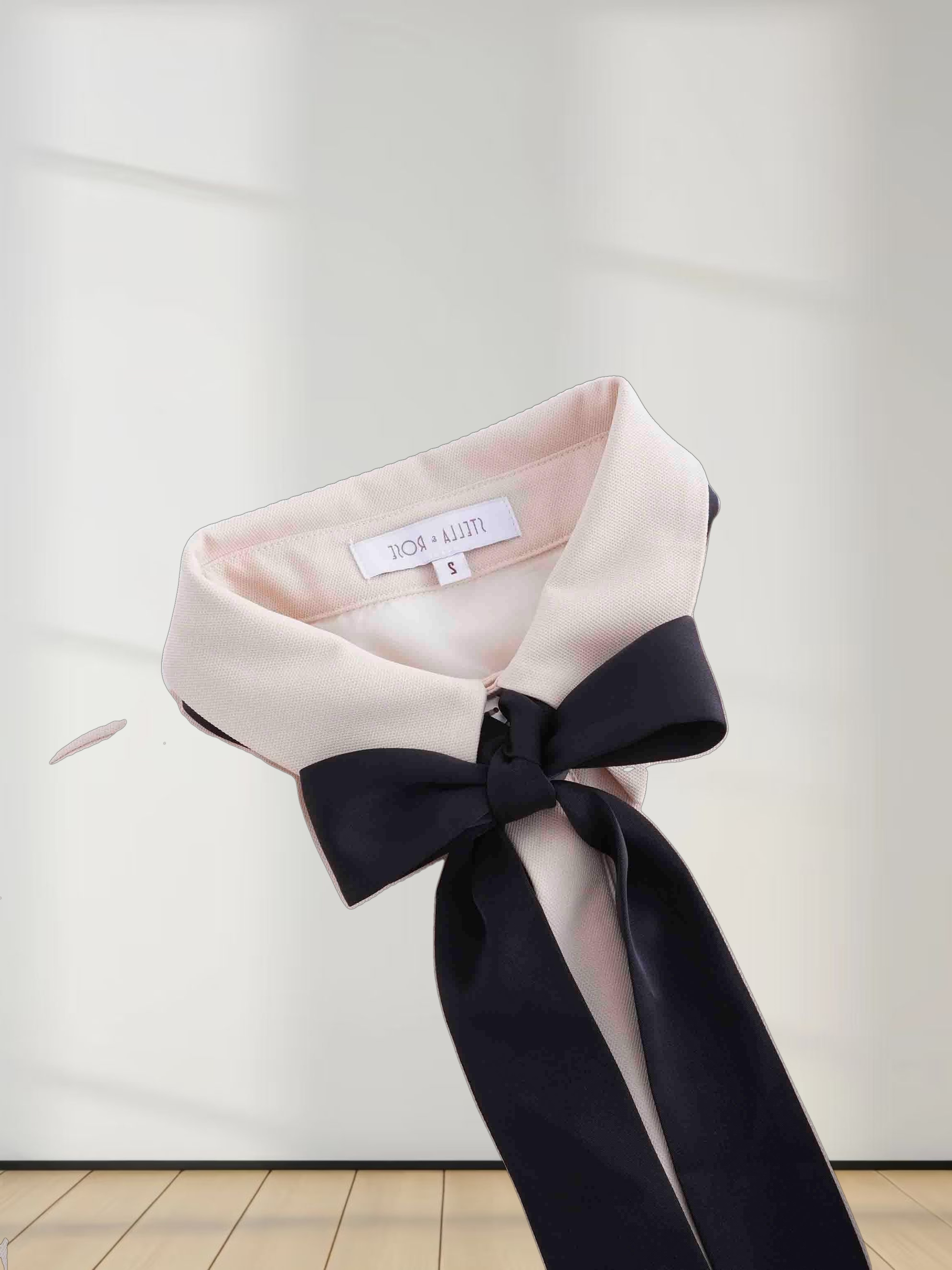 Lily Dress-Cream/Black Bow