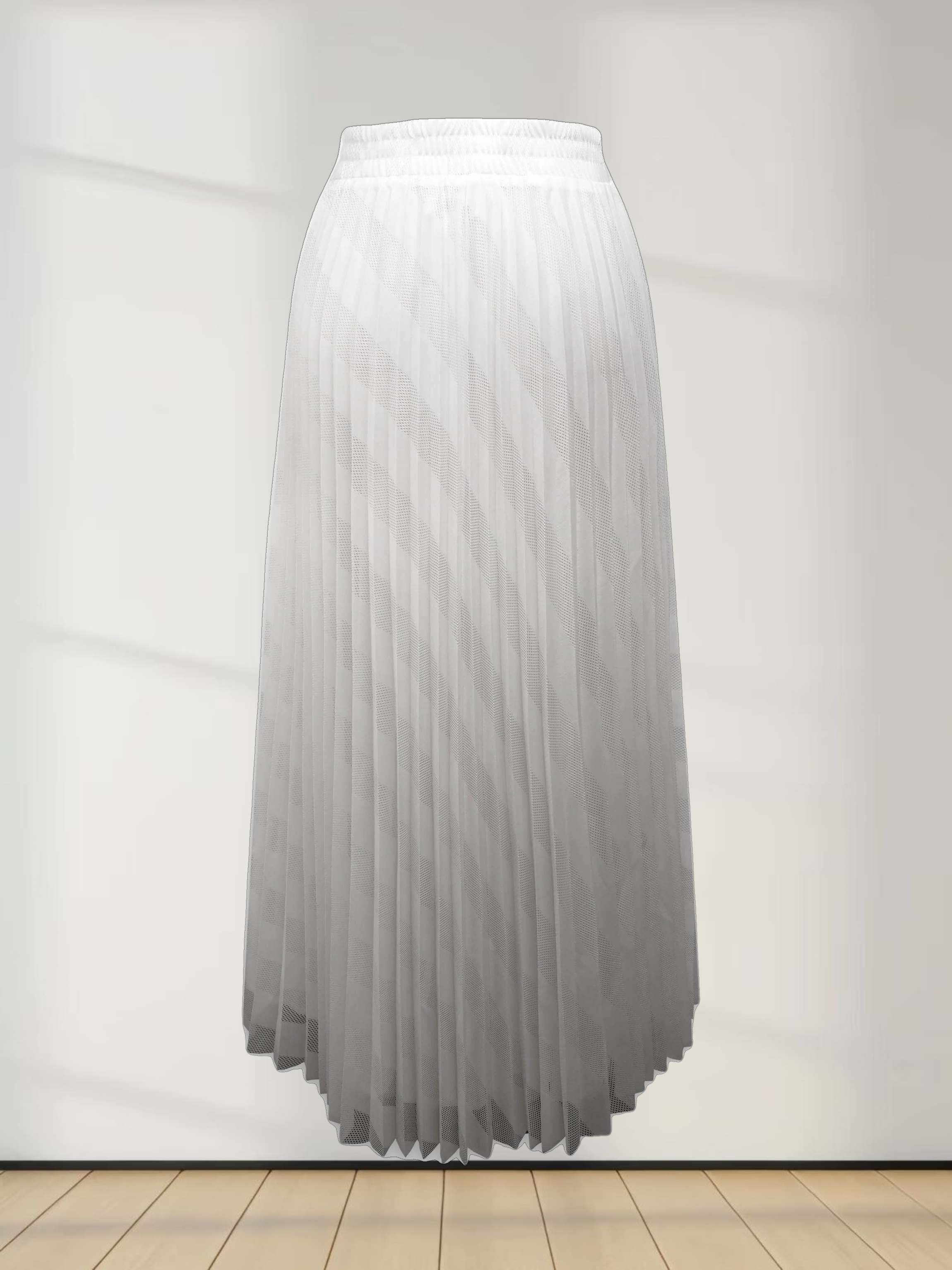 Perforated Pleated Skirt-White