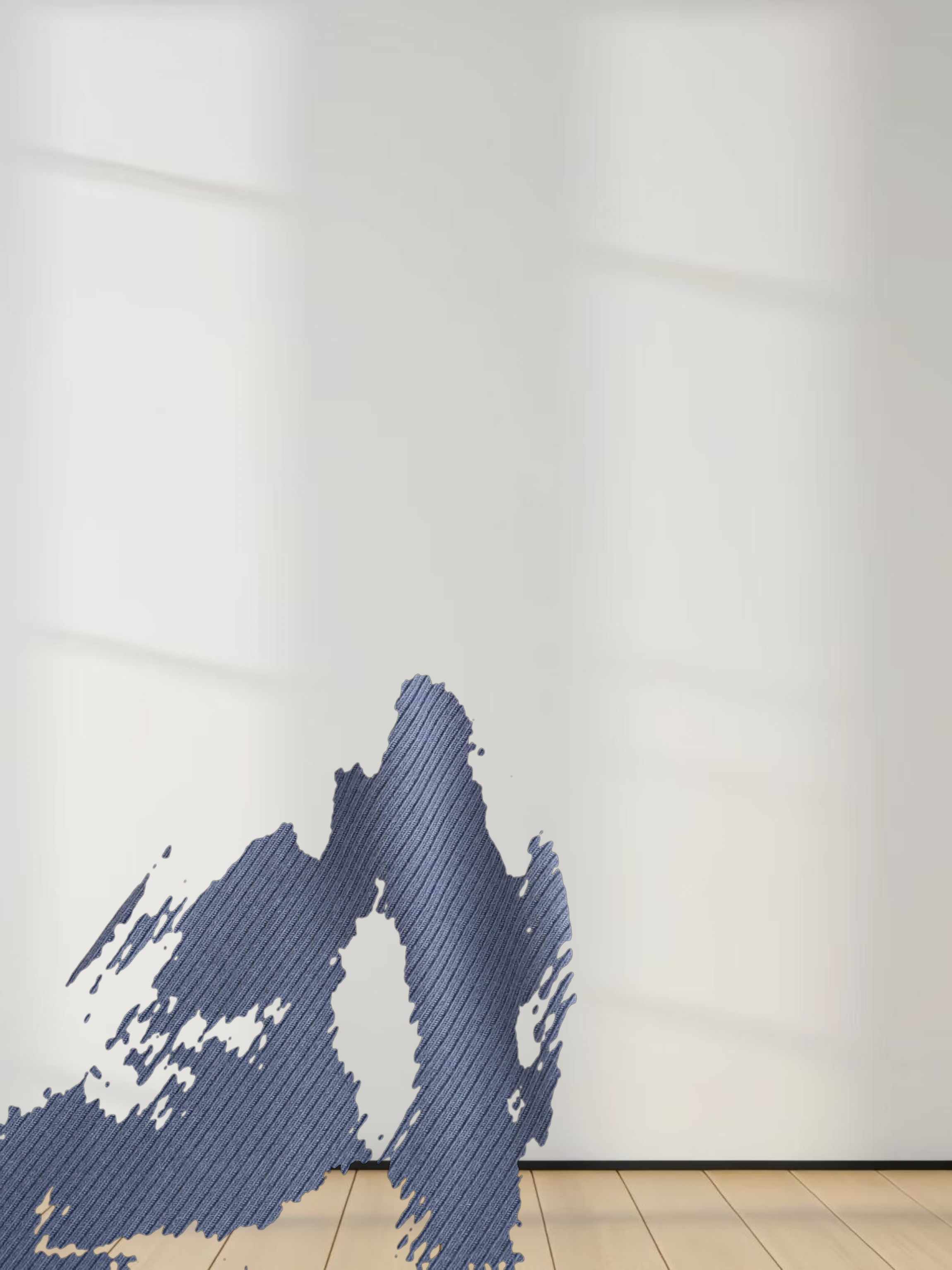 RIBBED HIGH V 3Q-HEATHERED BLUE