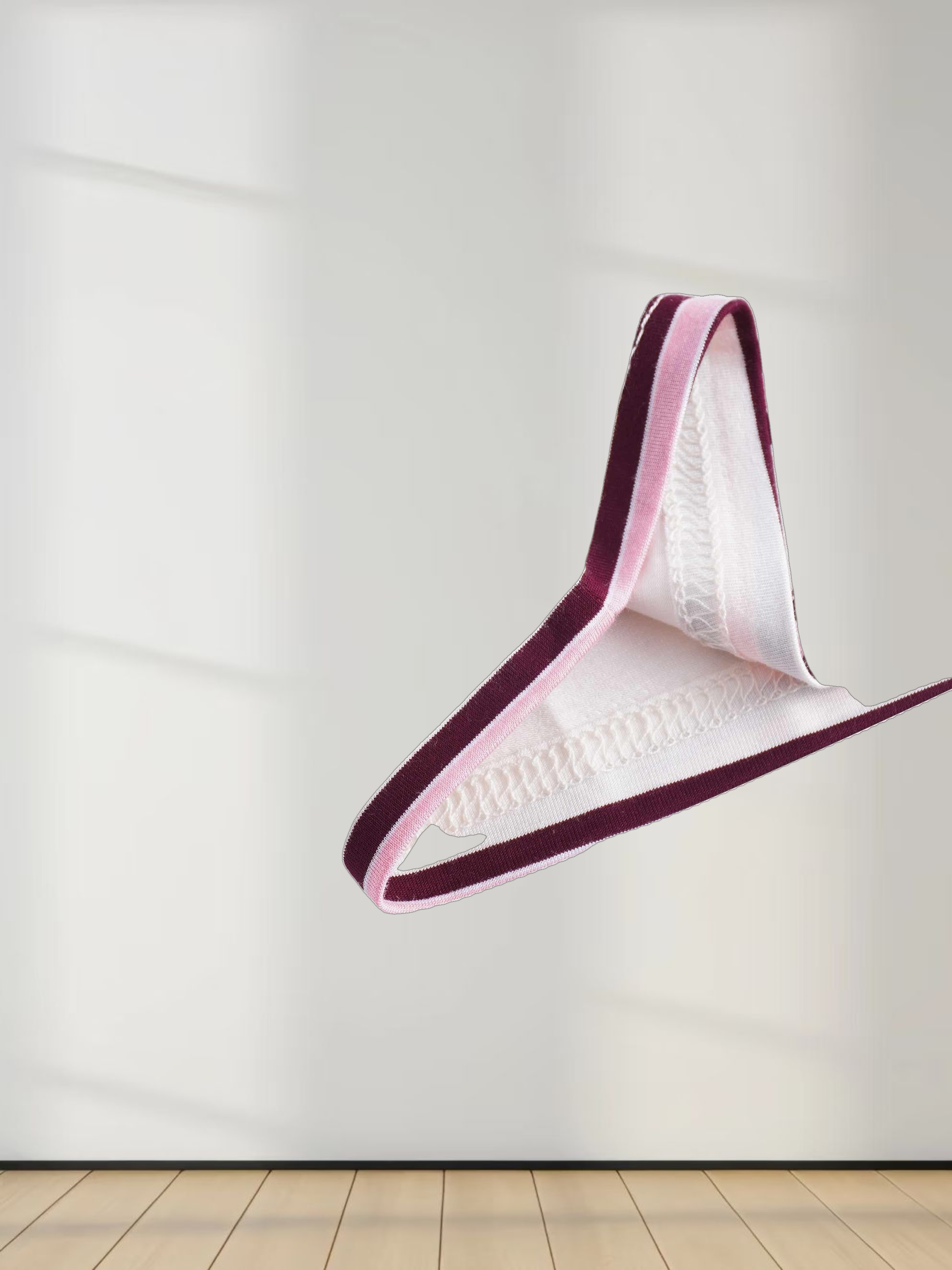 Flat Striped High V Long Sleeve-Raspberry/Pink