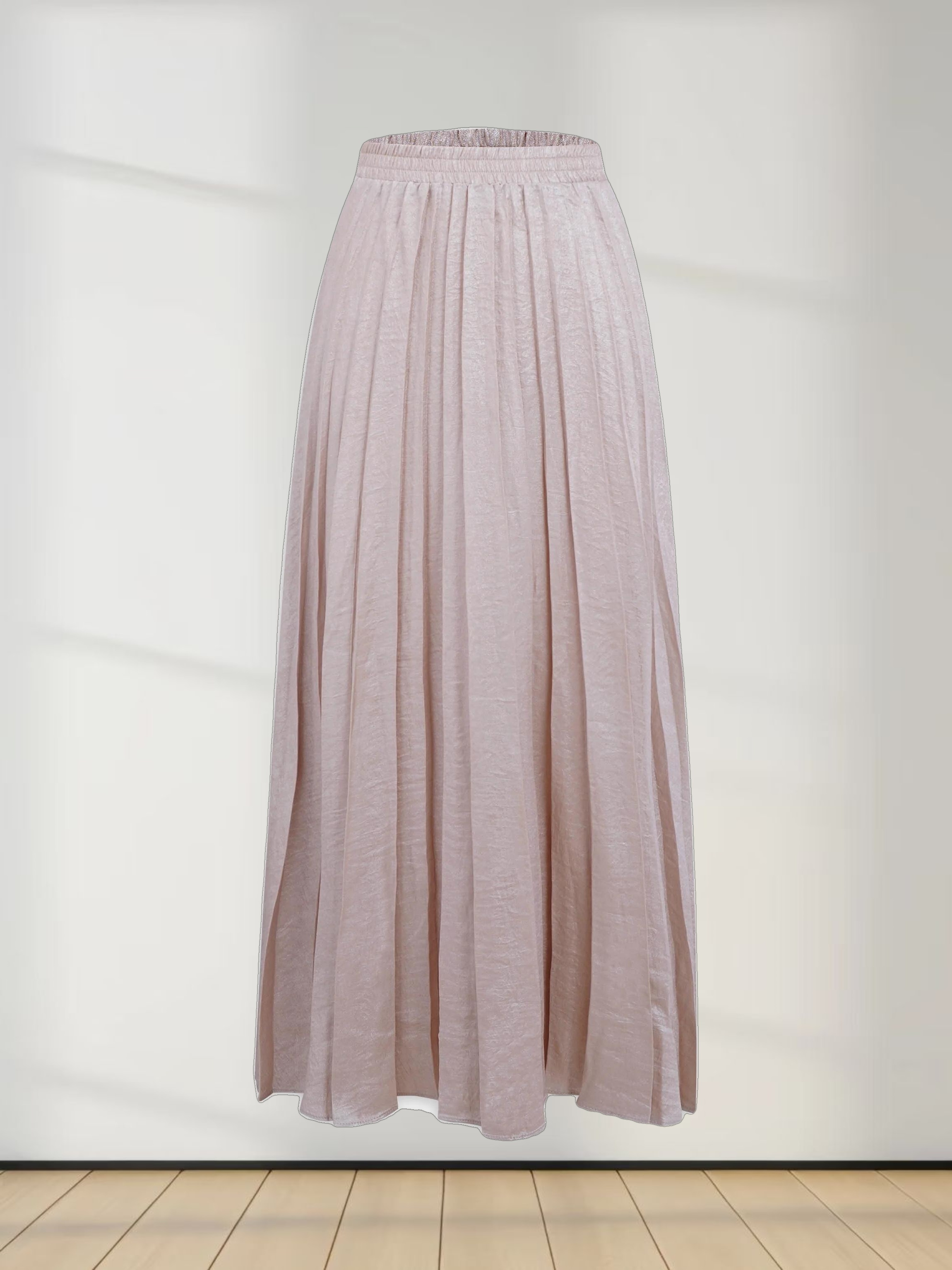 Covered Band Pleated Skirt-Champagne Shimmer