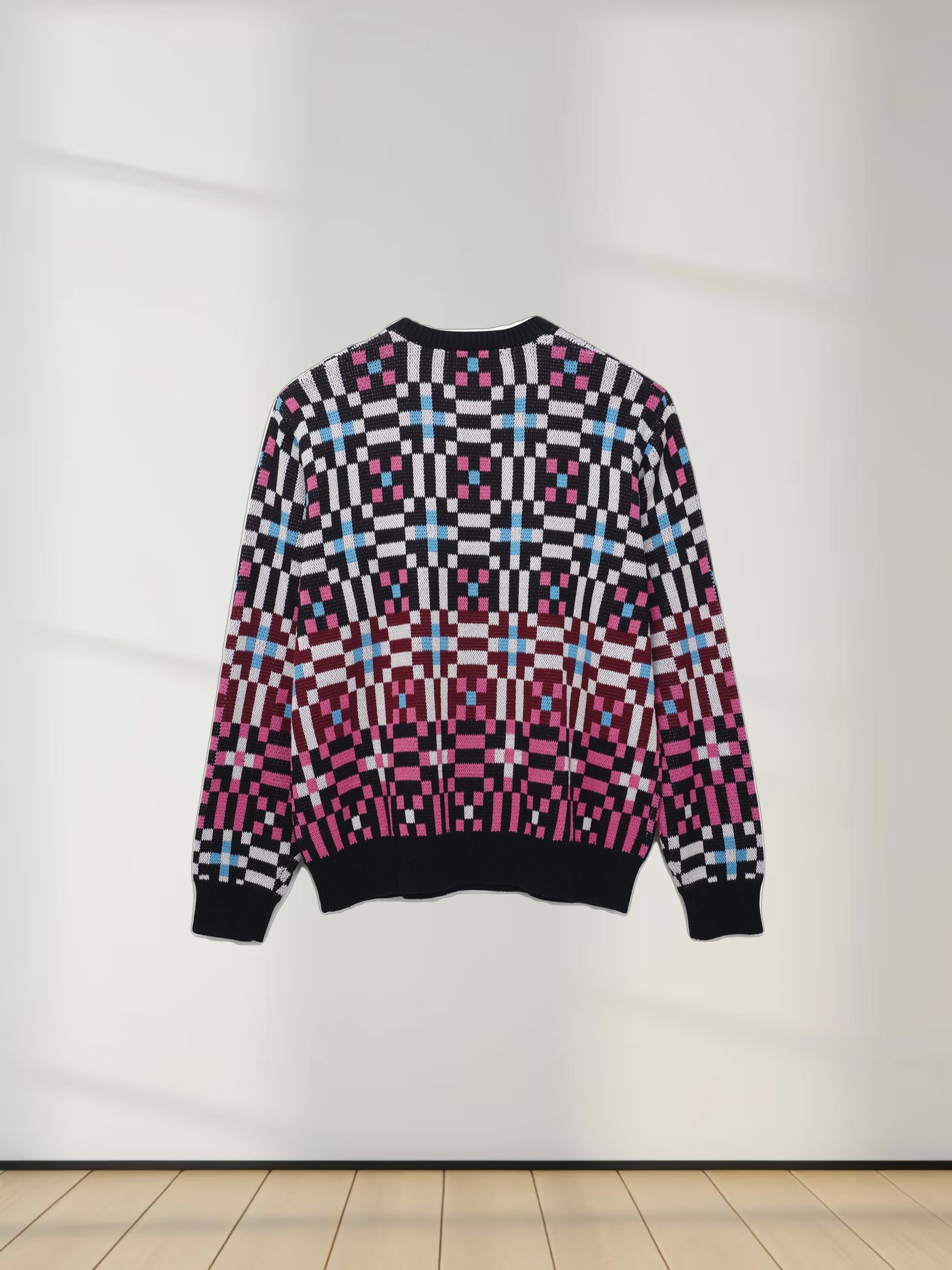Geometric Design Sweater-Pink