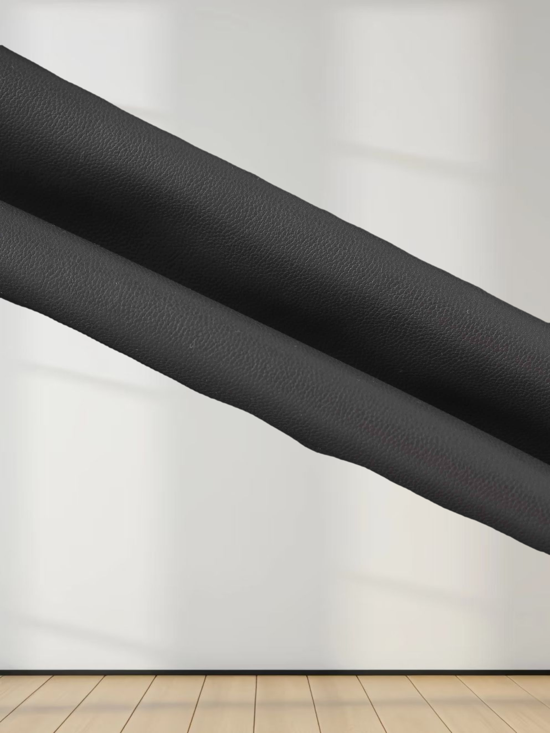 Two Tone Leather Skirt-Black/Grey