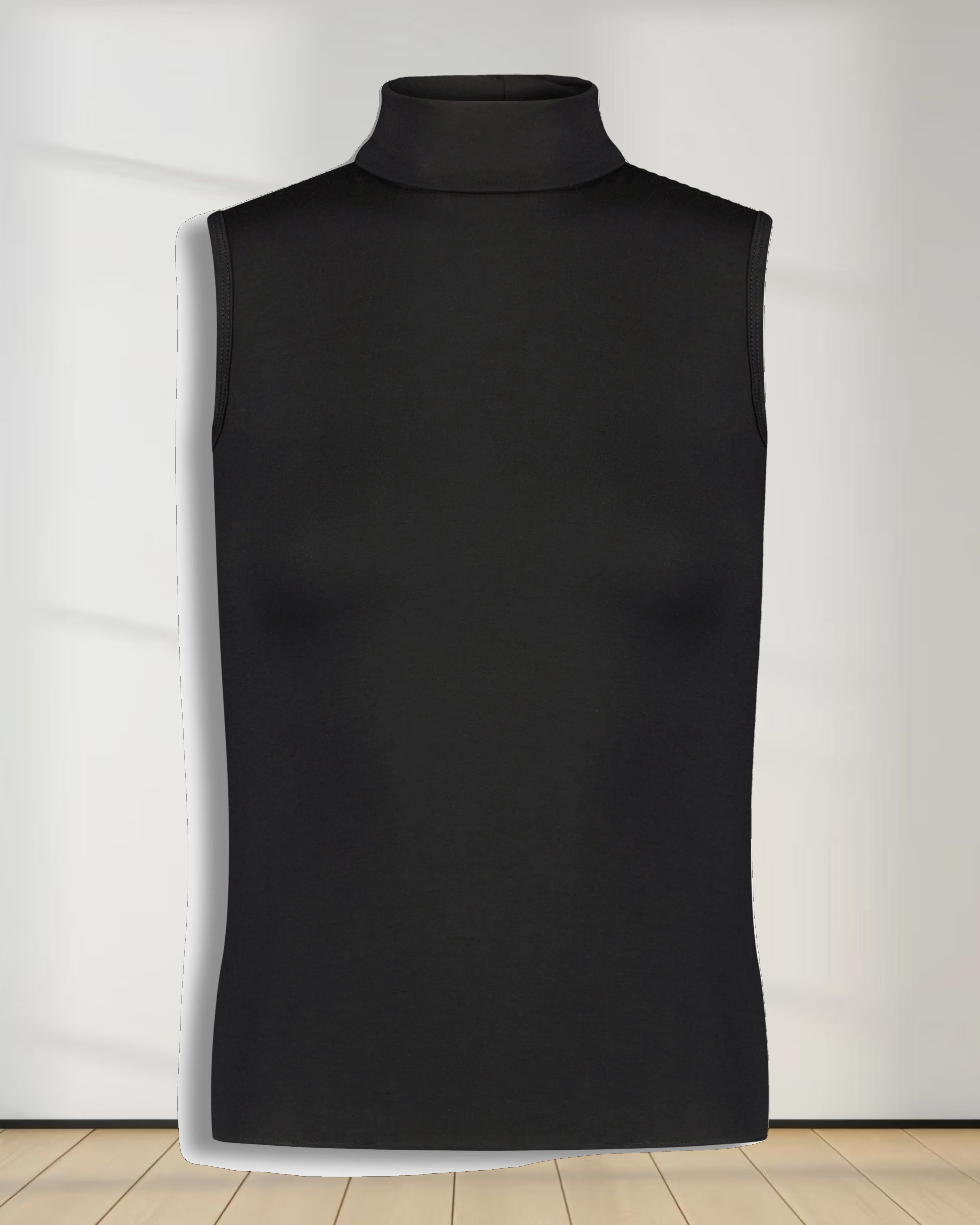 SLEEVELESS MODAL TURTLENECK-BLACK
