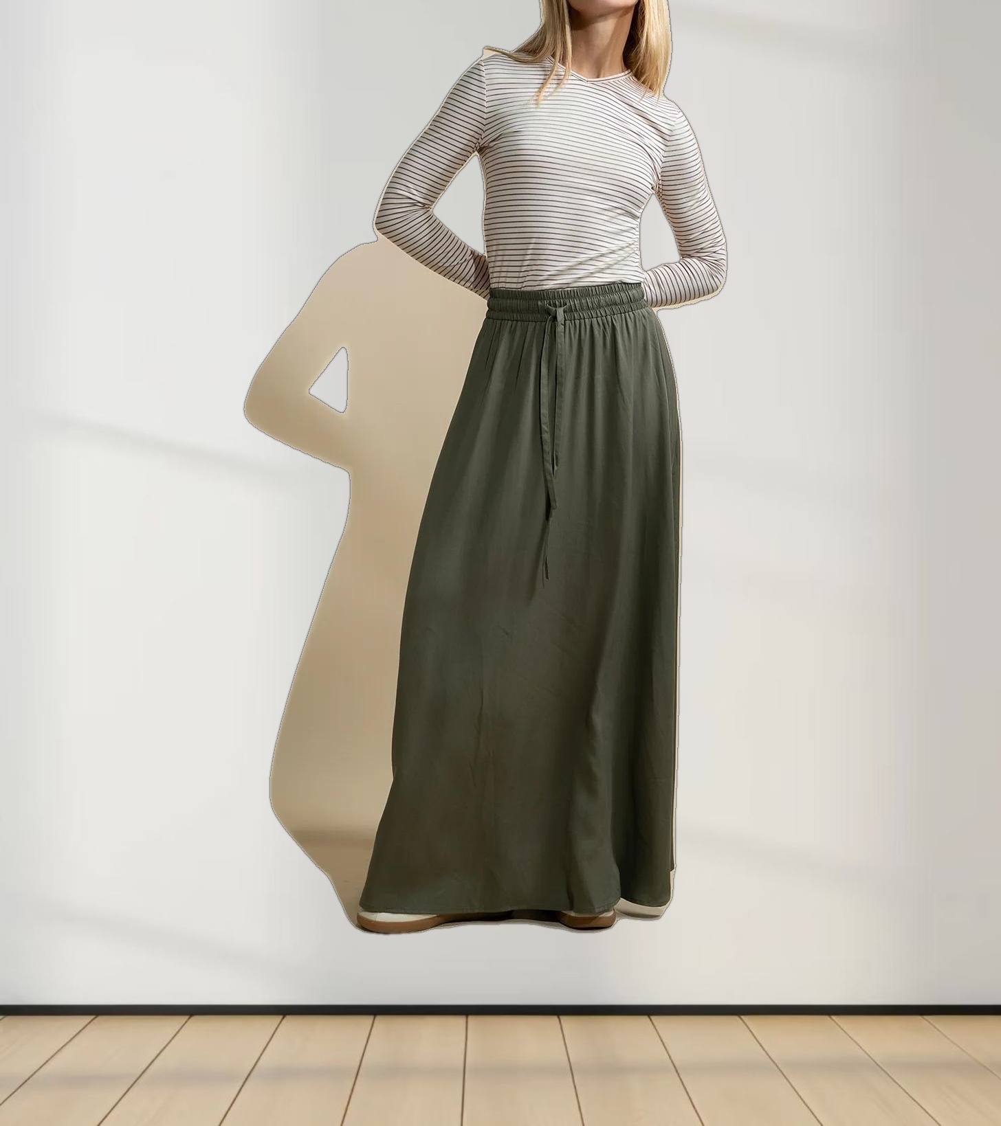 Flat Striped High V Long Sleeve-Pink/Green