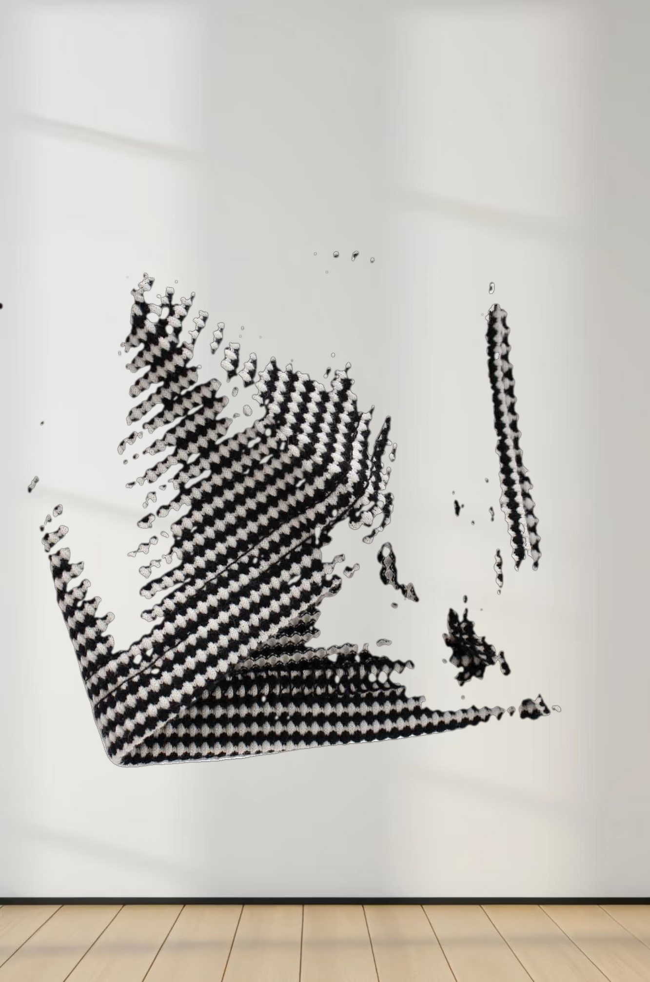 Waffle Striped Crew Tee-Black/White