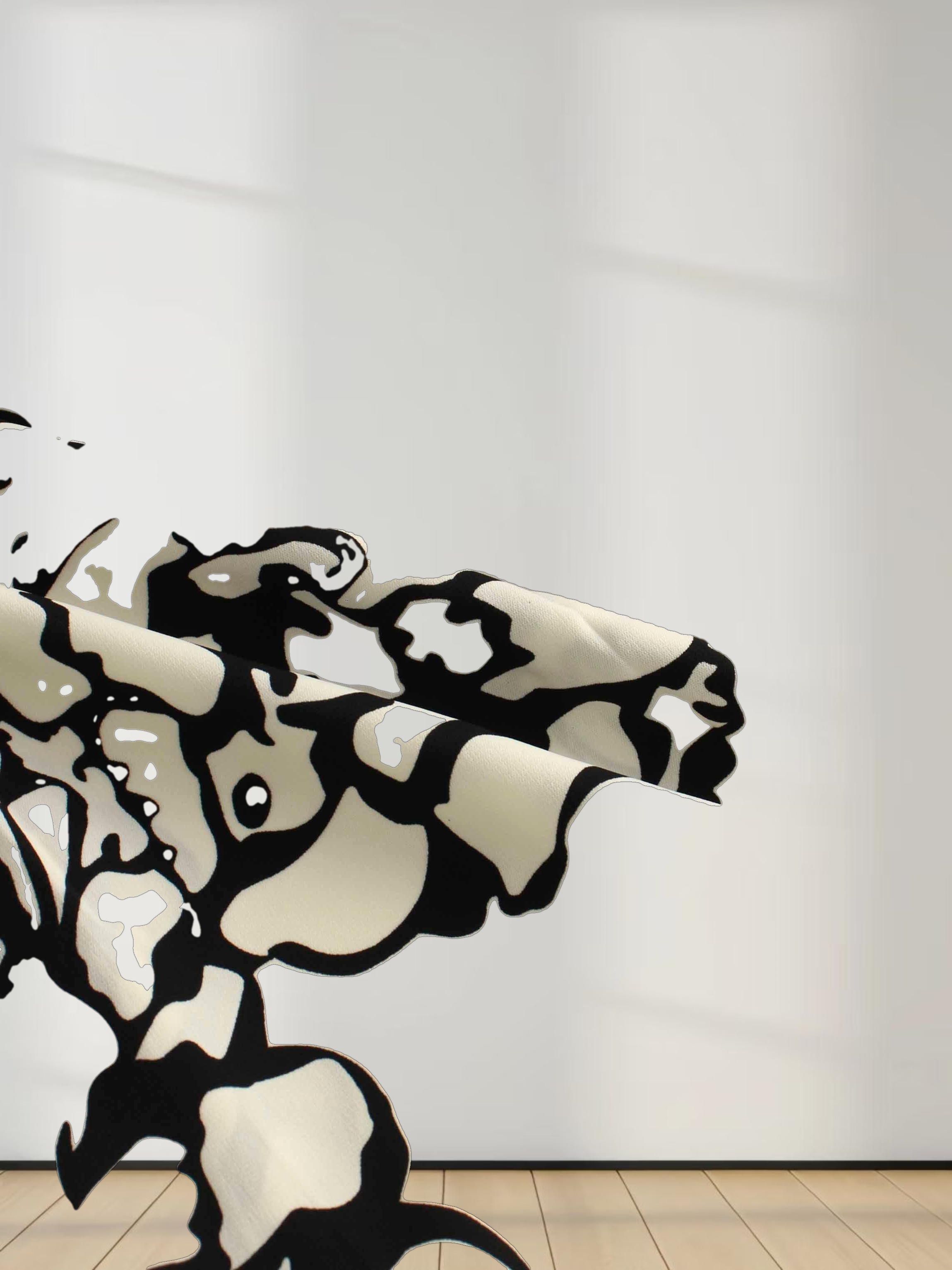 Printed Yoke Pleated Skirt-Cream/Black Floral