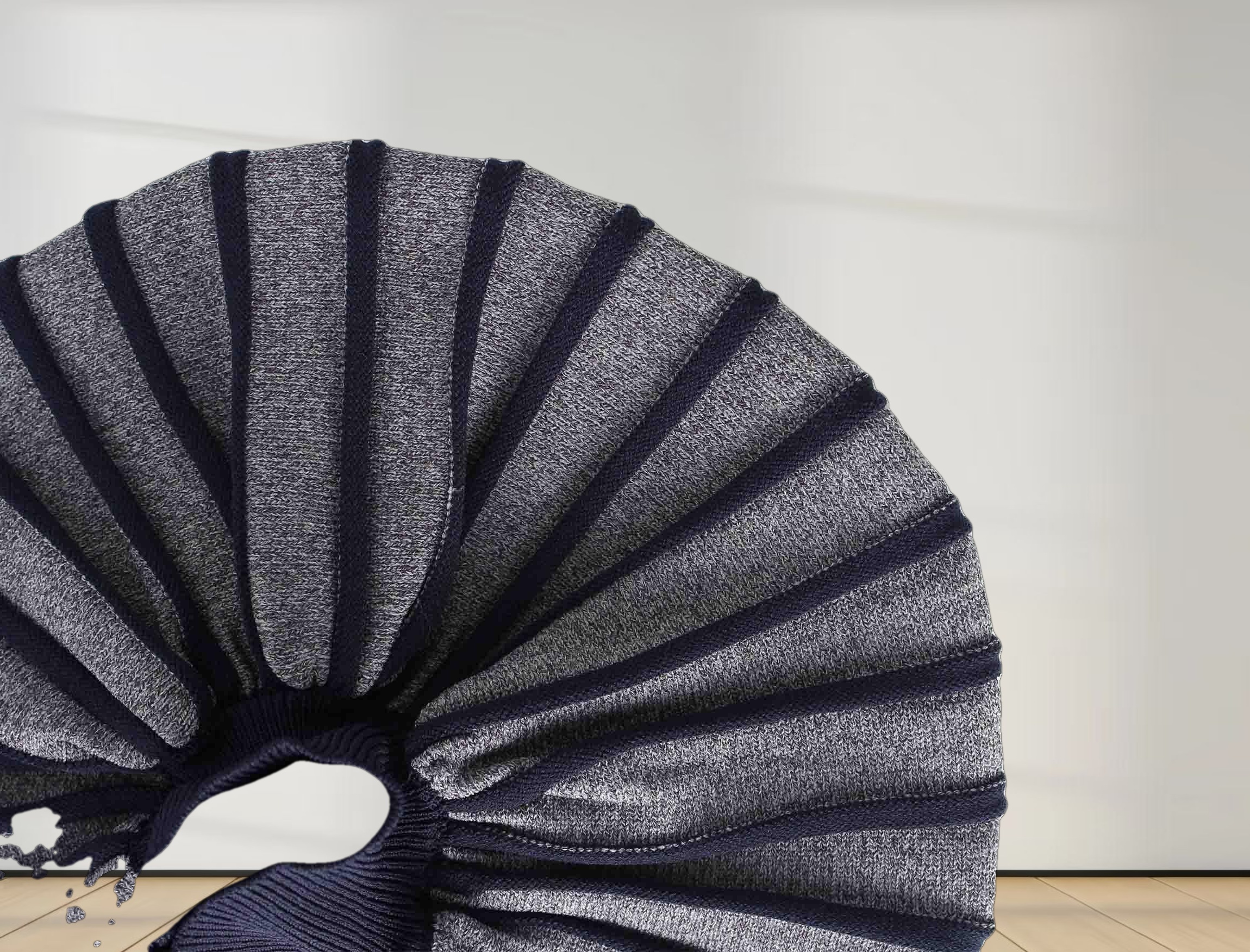 Balloon Sleeve Sweater-Navy/Heather