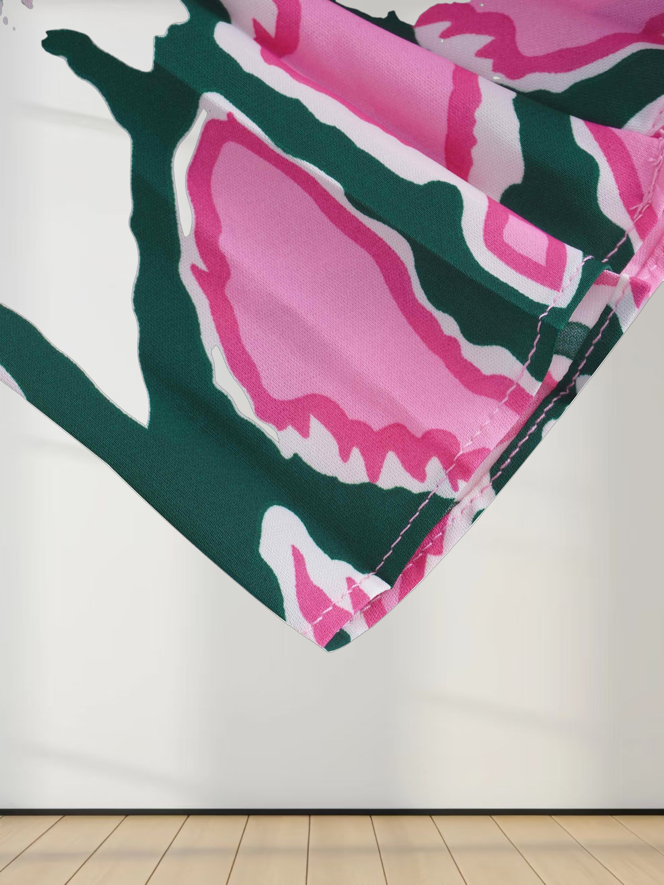 Covered Band Pleated Skirt- Pink/Green