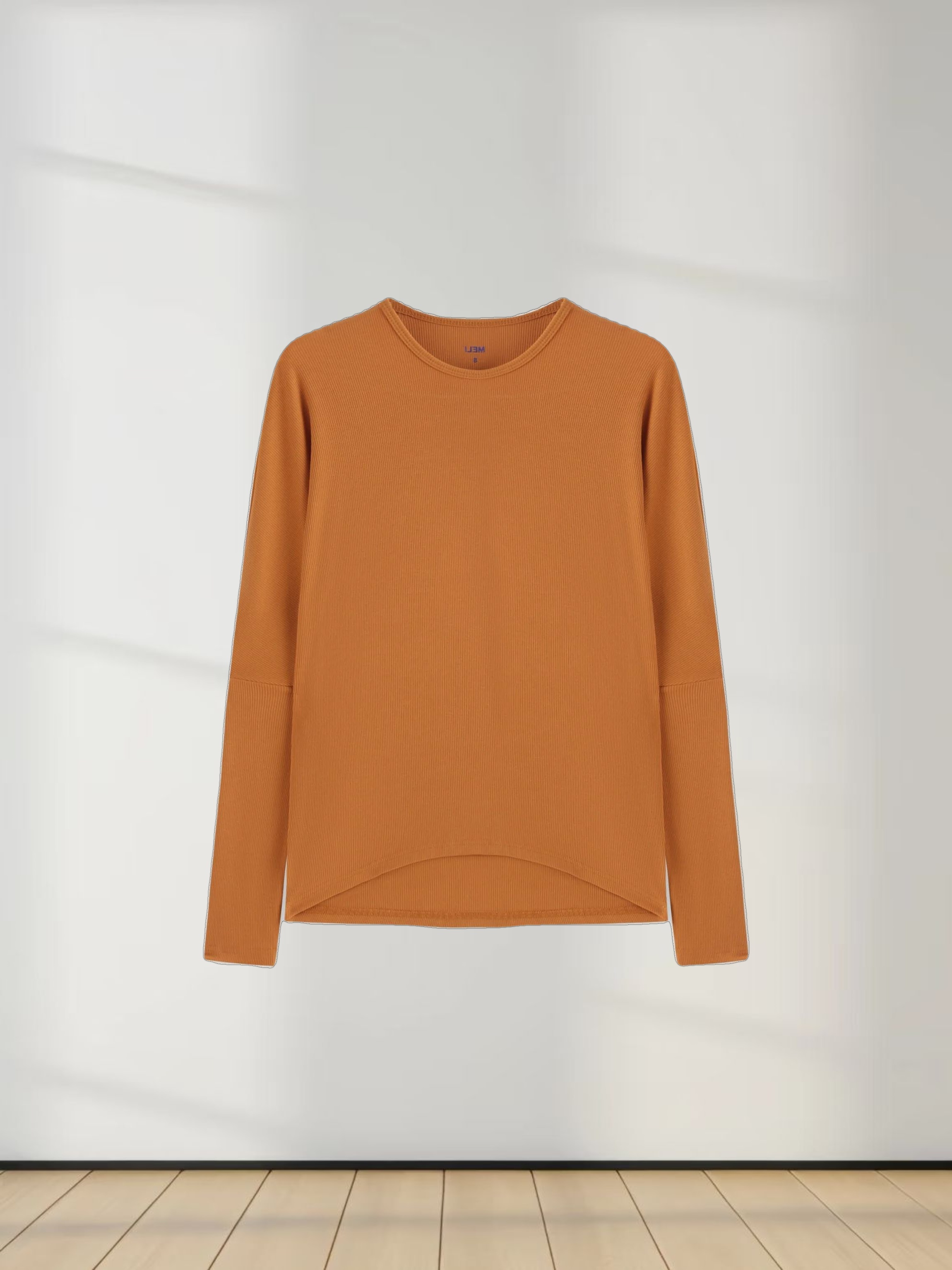 Crew Ribbed Dolman-Cognac