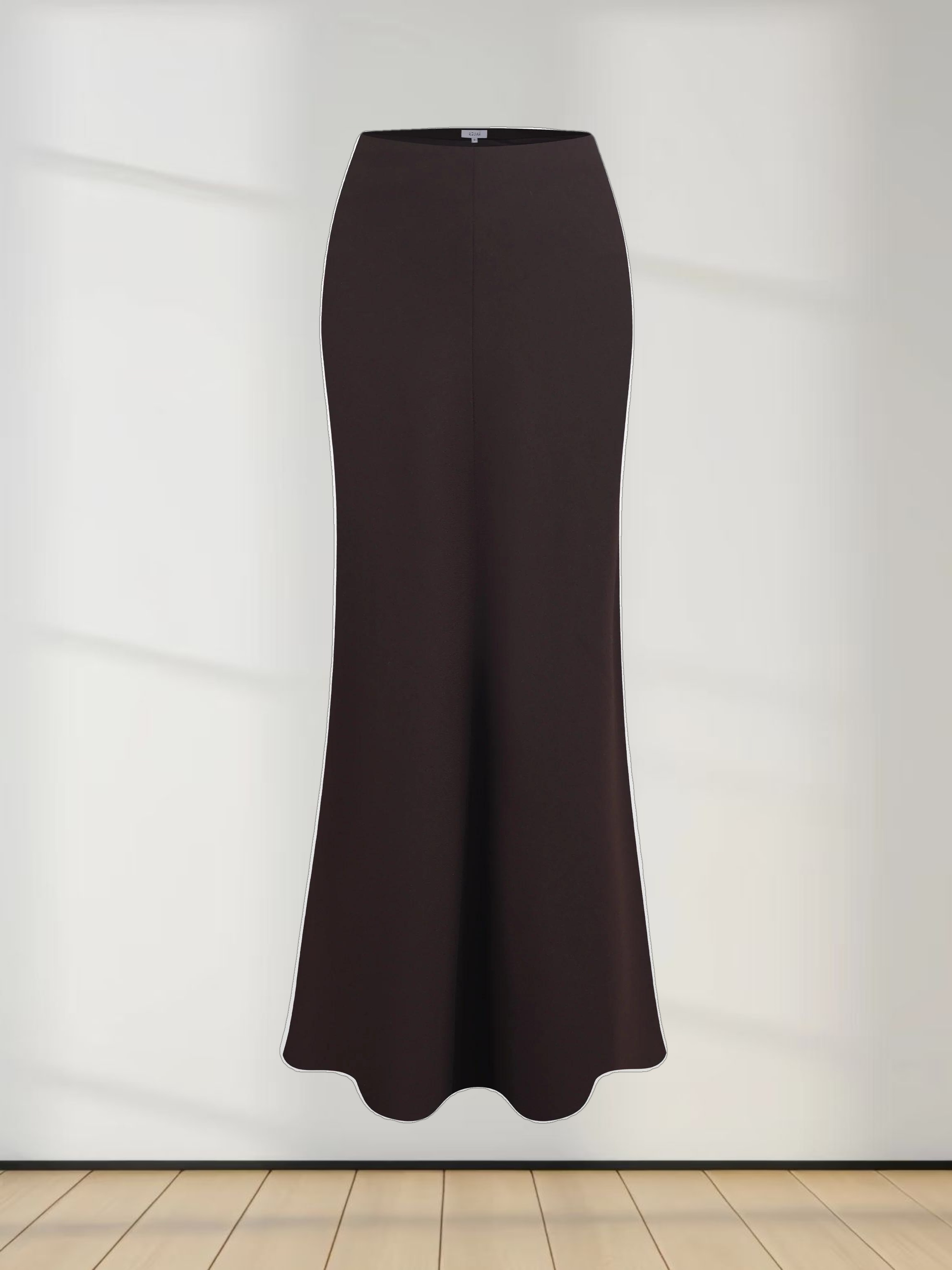 Basic A-Line Seamed Maxi Skirt-Brown