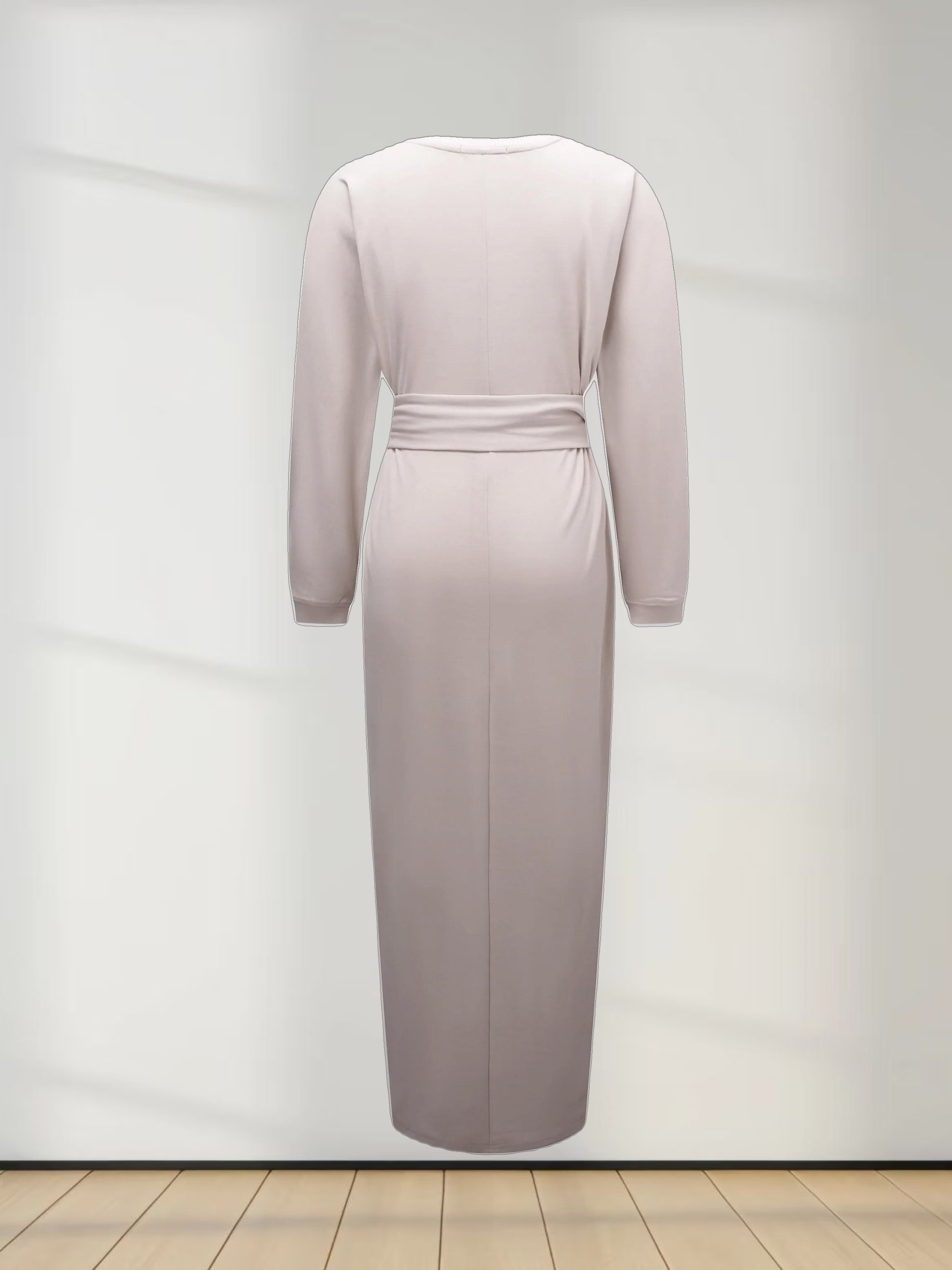 Wrap Tie T-Shirt Maxi Dress-Bone