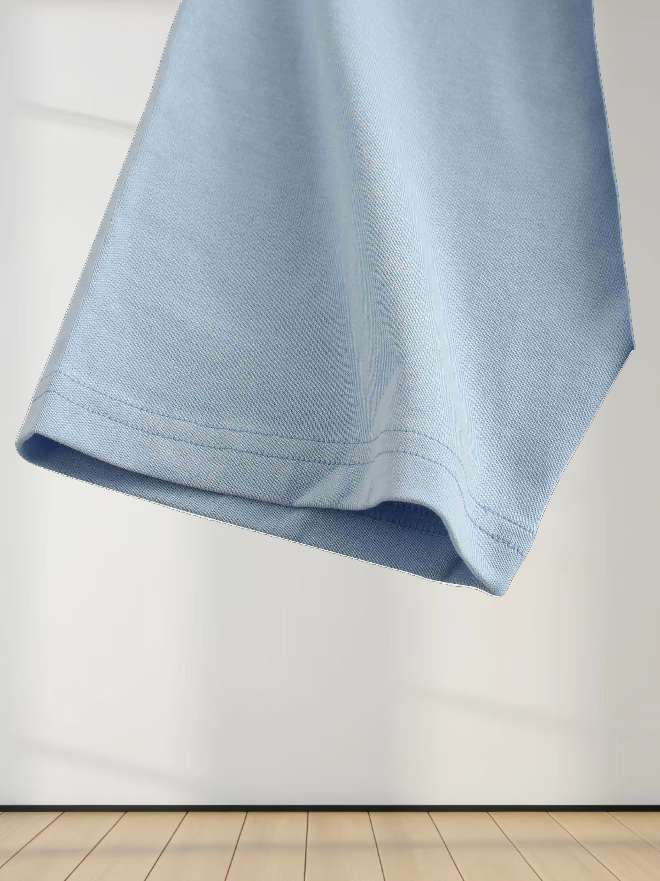 Oversized Boxy 3Q Sleeve Tee-Light Blue