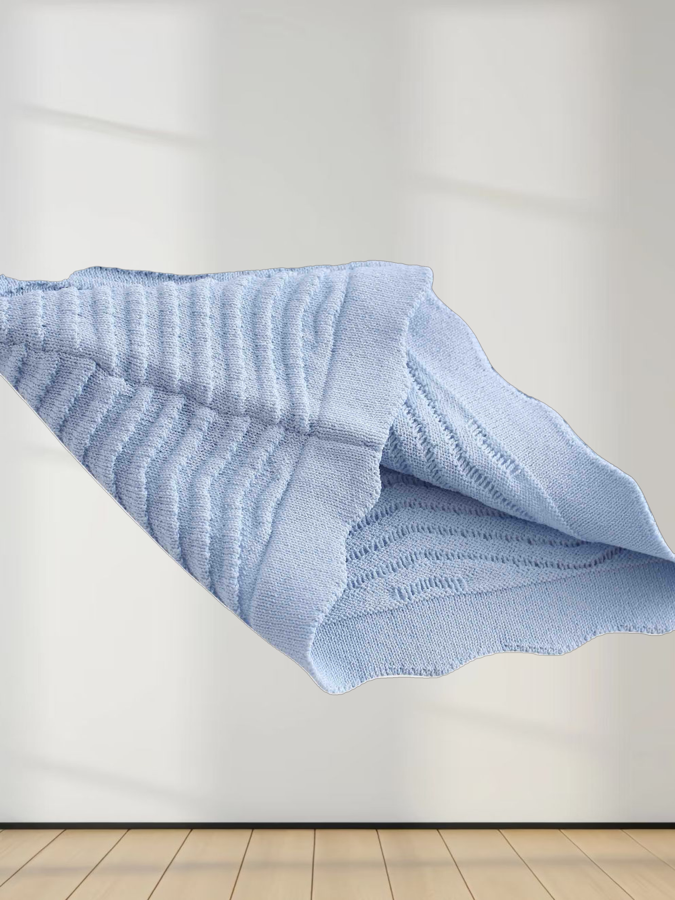 Scallop Edge Collar Sweater-Light Blue