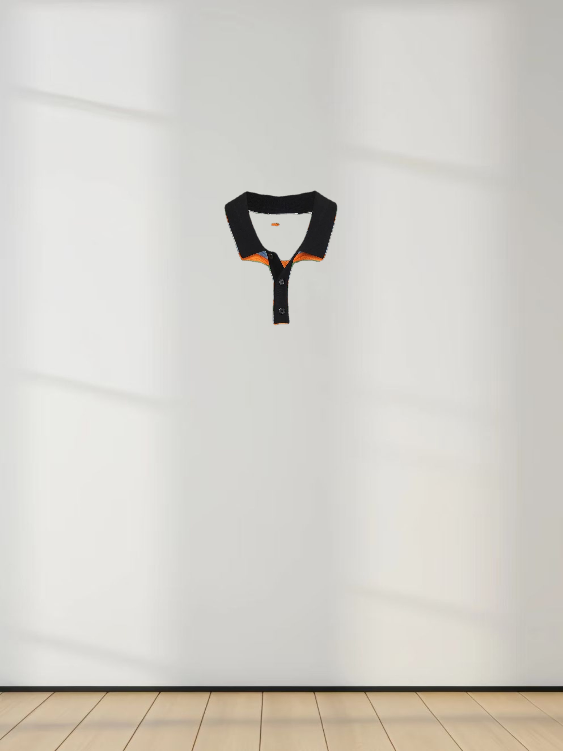 Scallop Edge Collar Sweater-Blue/Orange Stripes