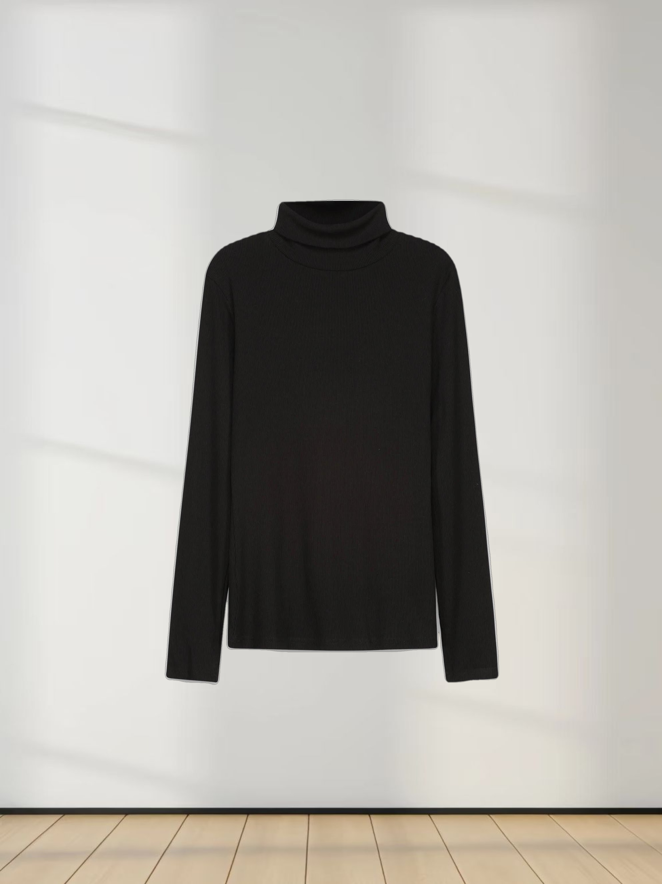 RIBBED TURTLENECK-BLACK