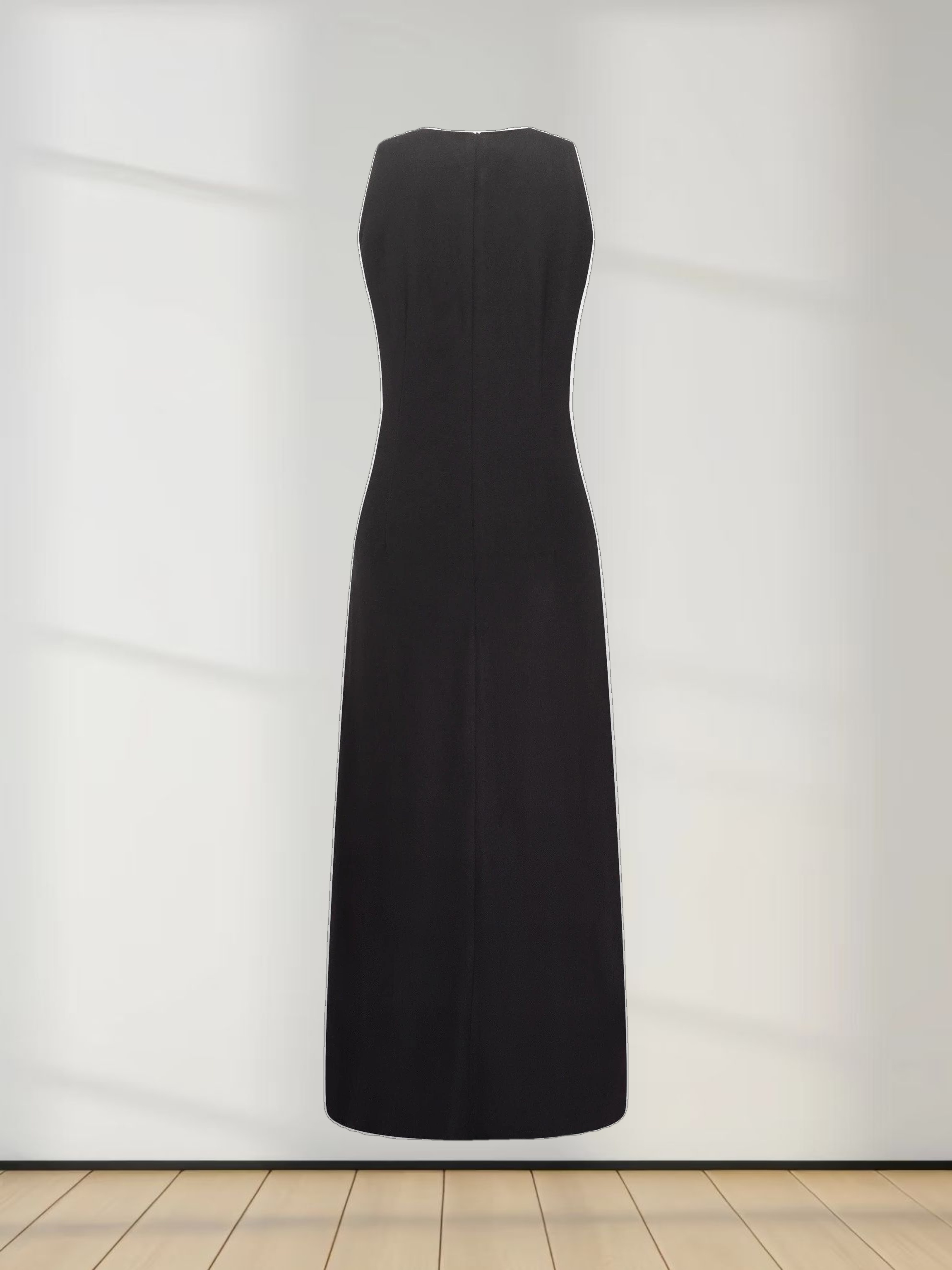 Basic Wool Blend Slip Dress-Black