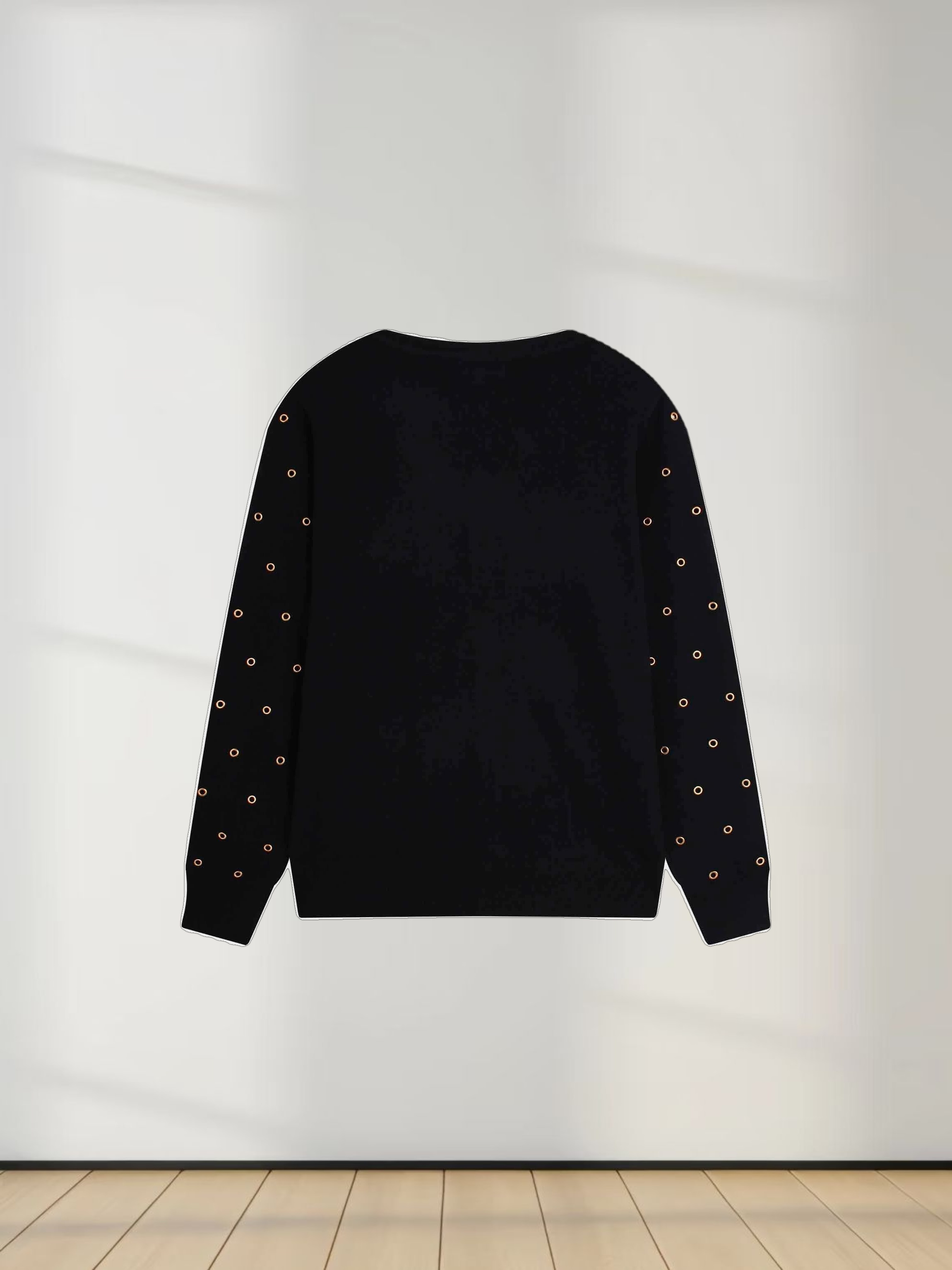 Grommet Cardigan-Black