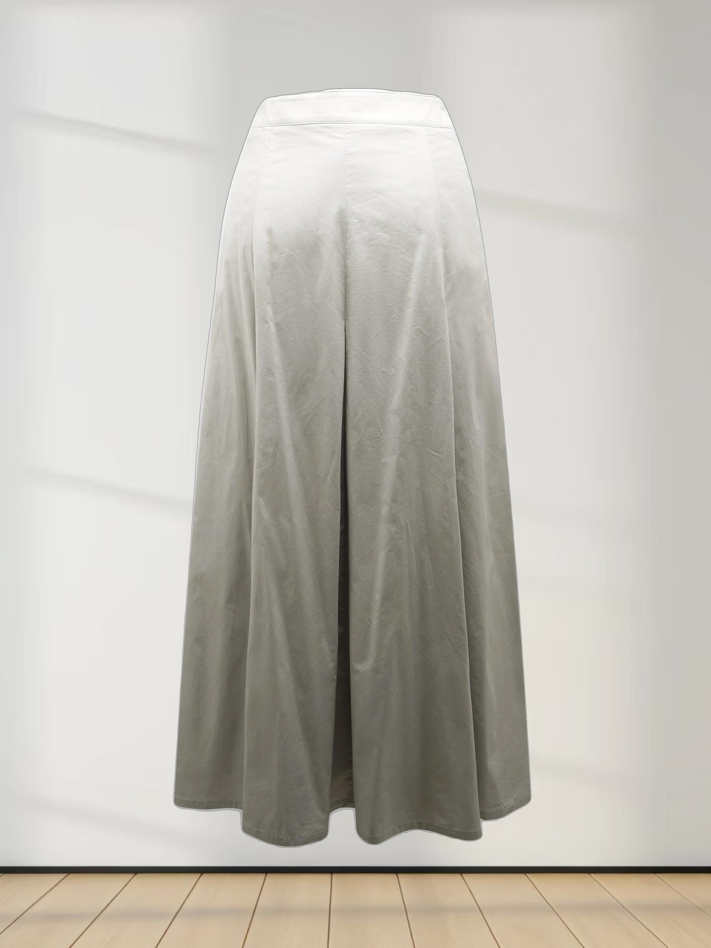 Stitch Down Cotton Pleated Skirt-Light Grey