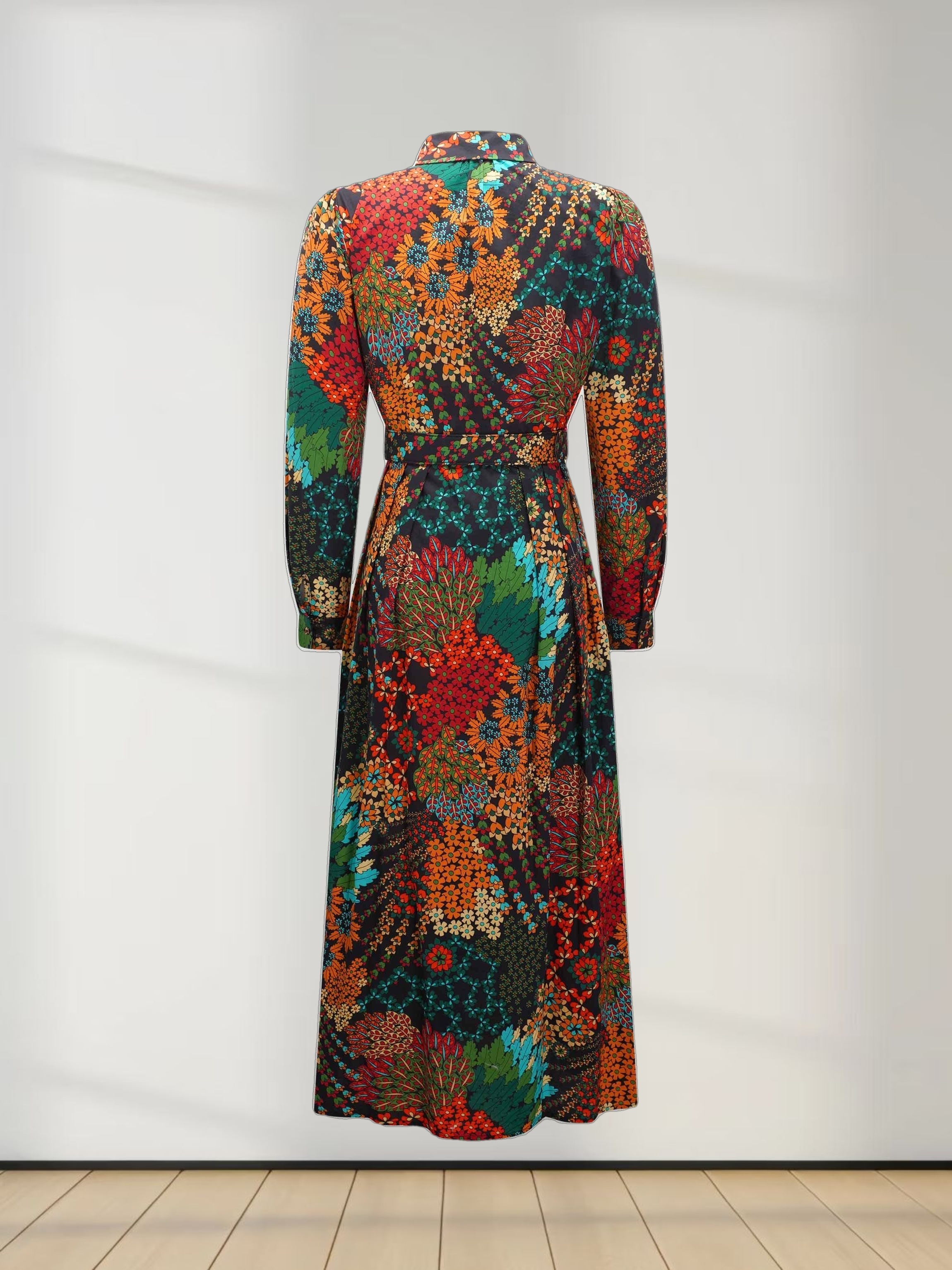 Cotton Waisted Pleat Dress-Bright Floral