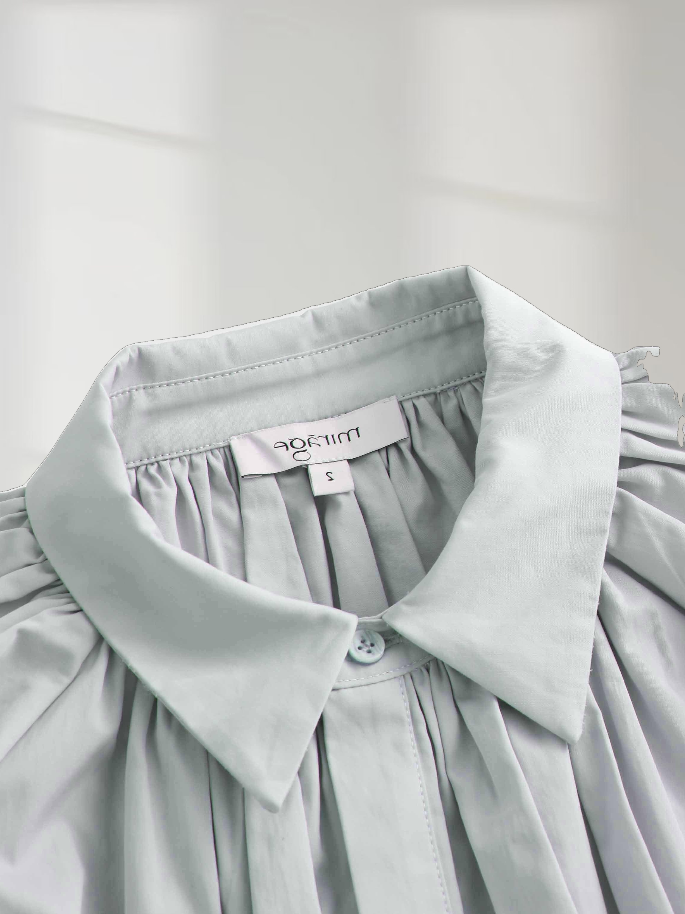 Pleat Front Button Down Dress-Light Blue