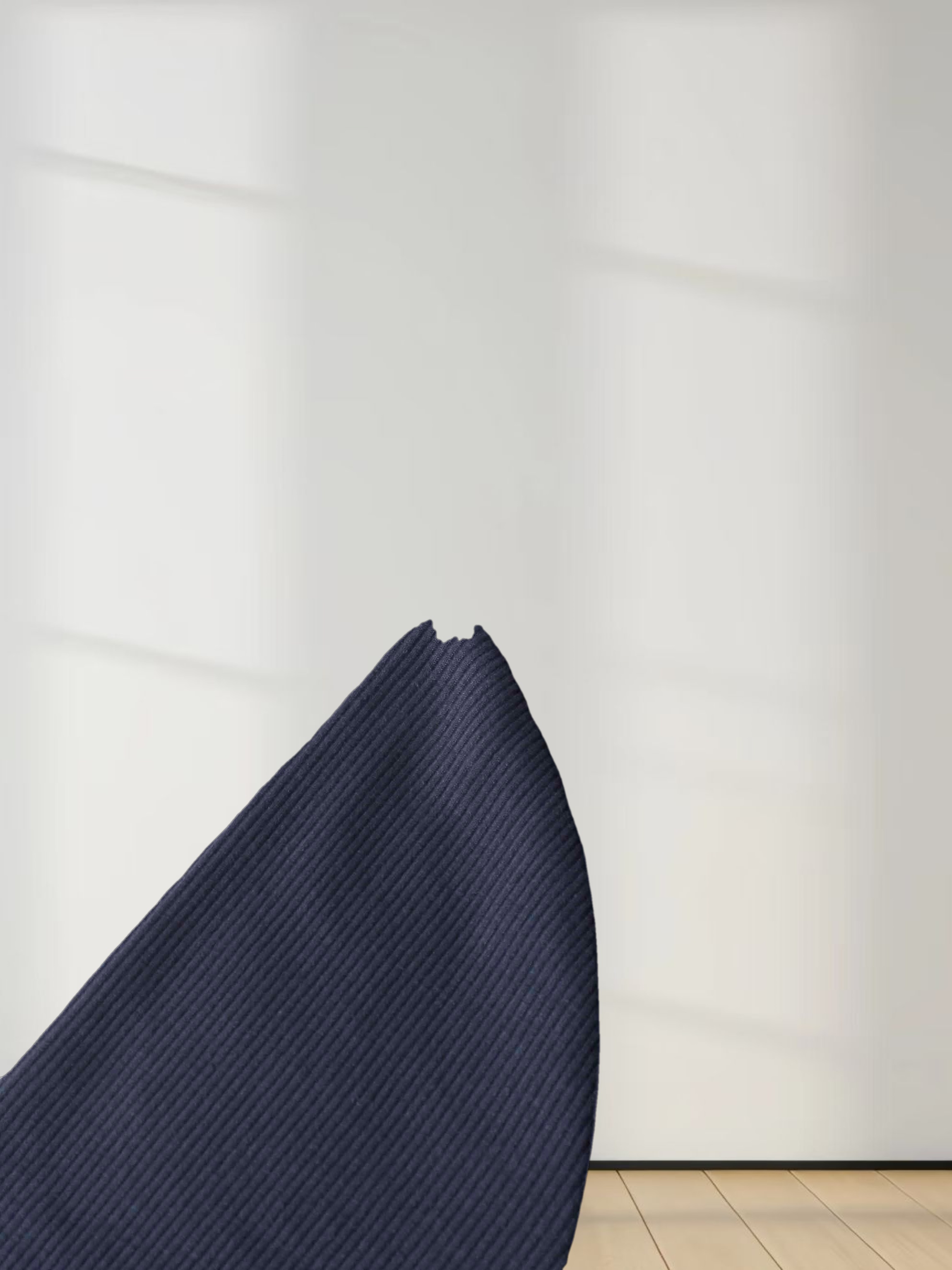 RIBBED HIGH V TEE LS-DENIM BLUE