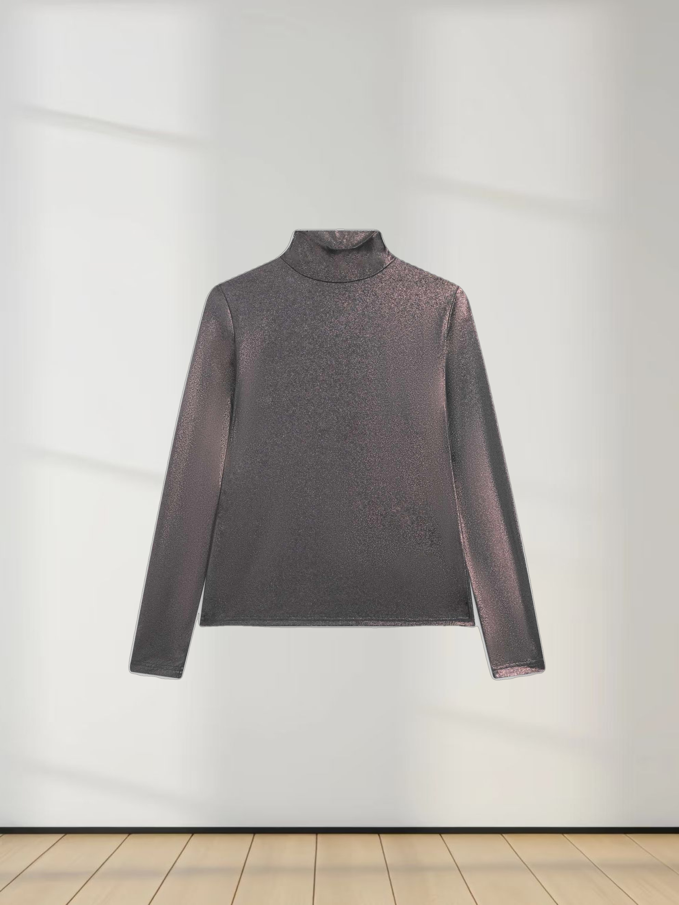 Shimmer Turtleneck-Grey/Gold