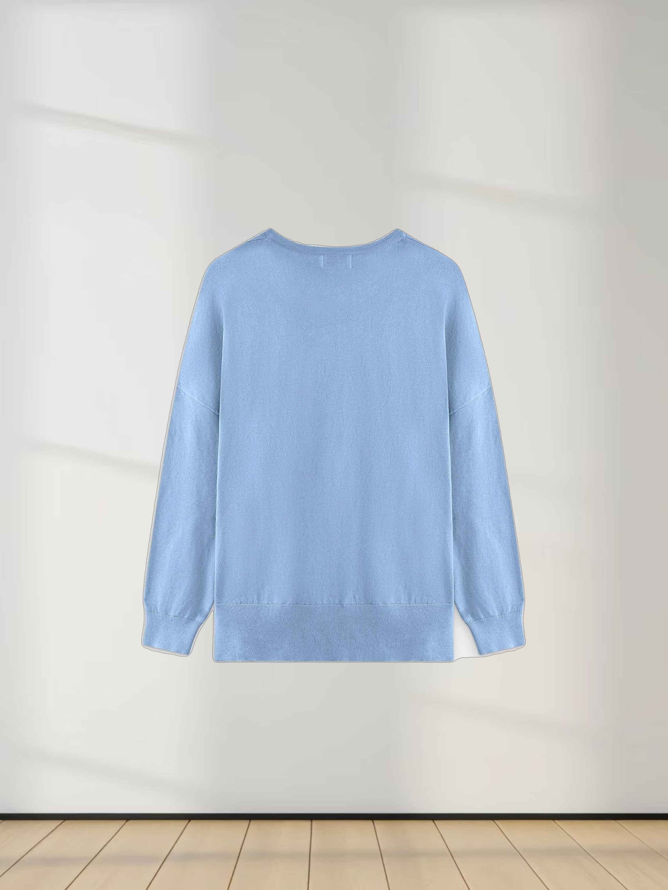Oversized Lightweight Sweater-Light Blue