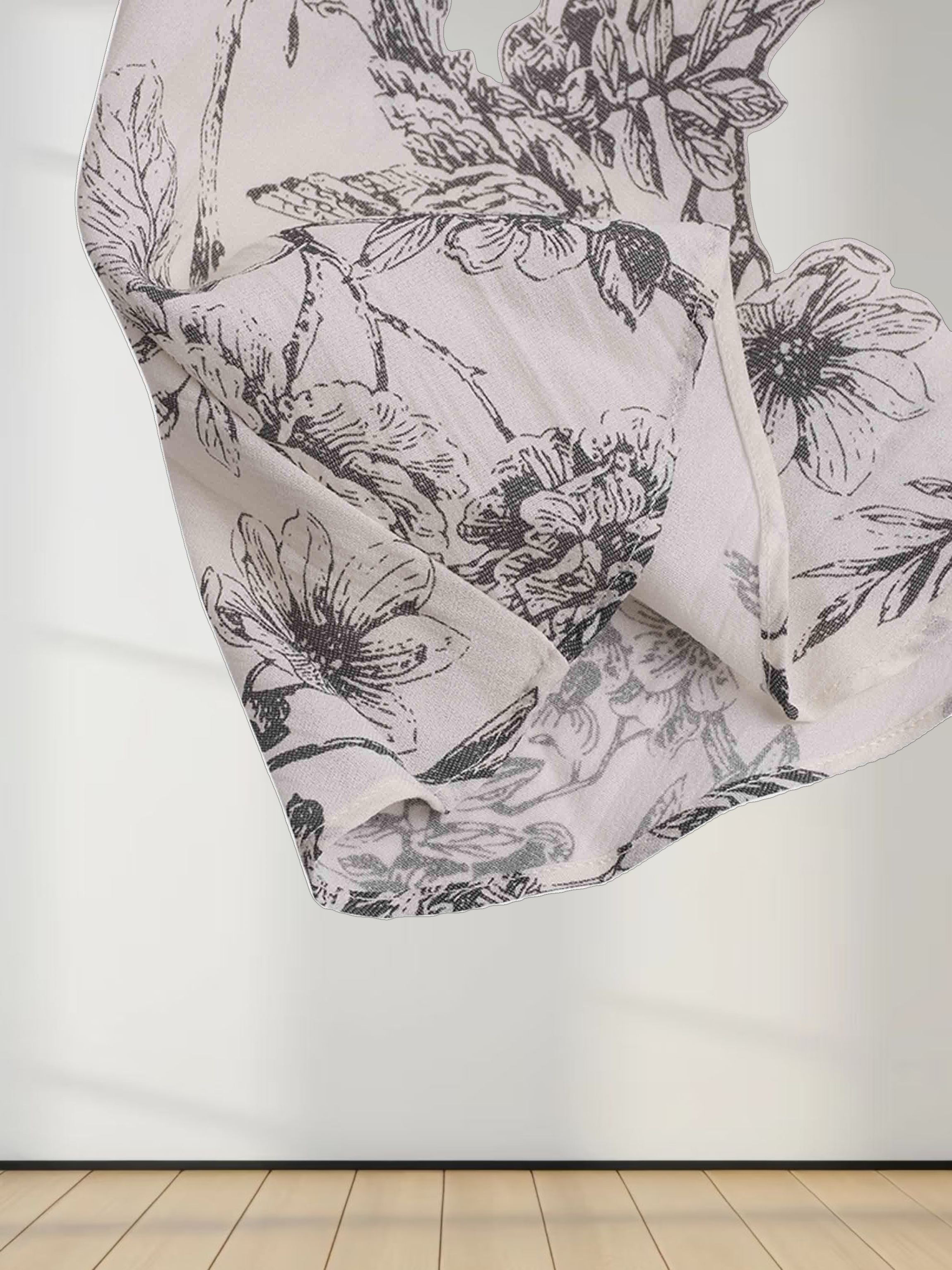 Asymmetrical Yoke Dress-Floral Branch