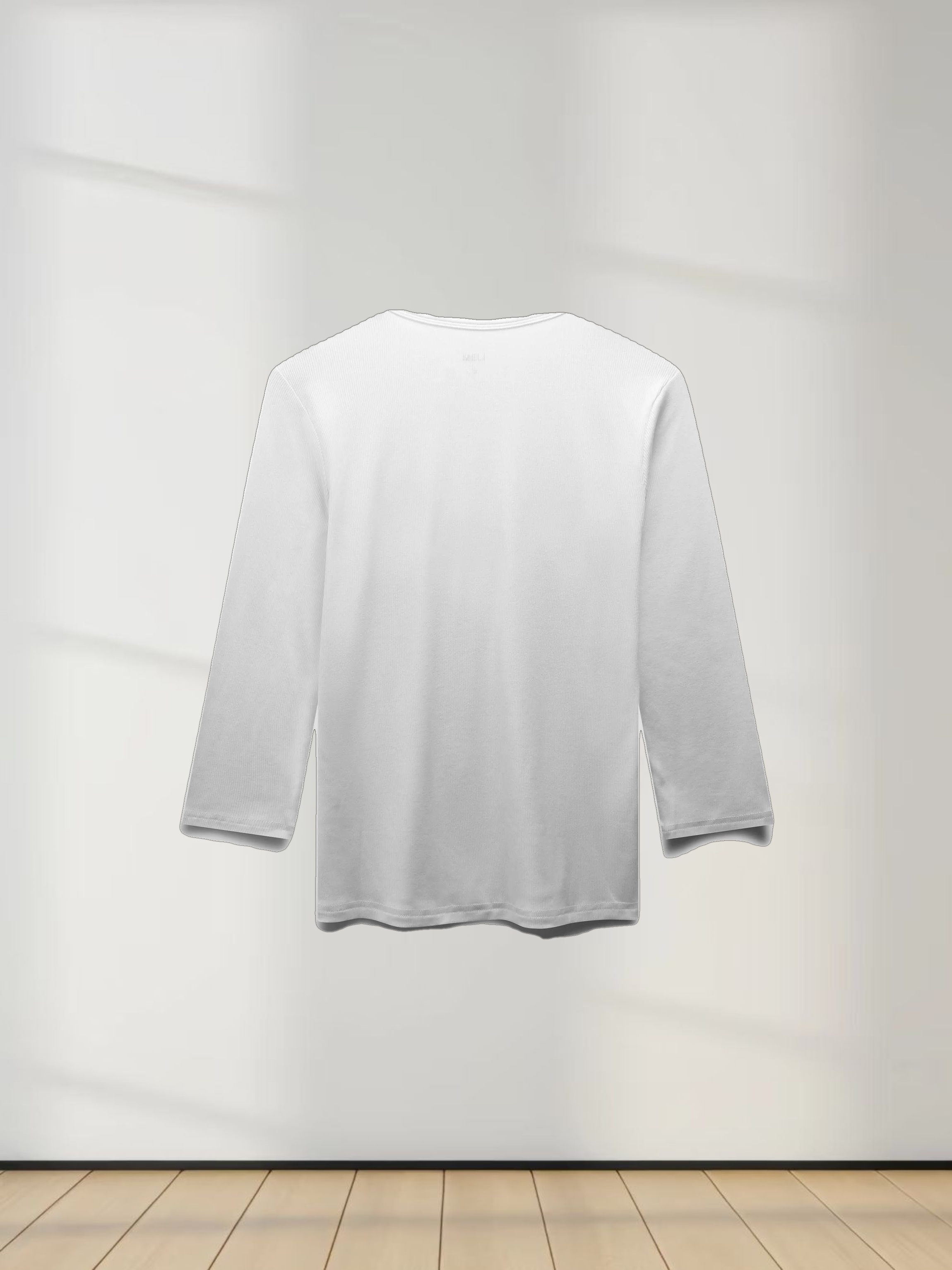 HIGH V RIBBED TEE - 3Q - WHITE