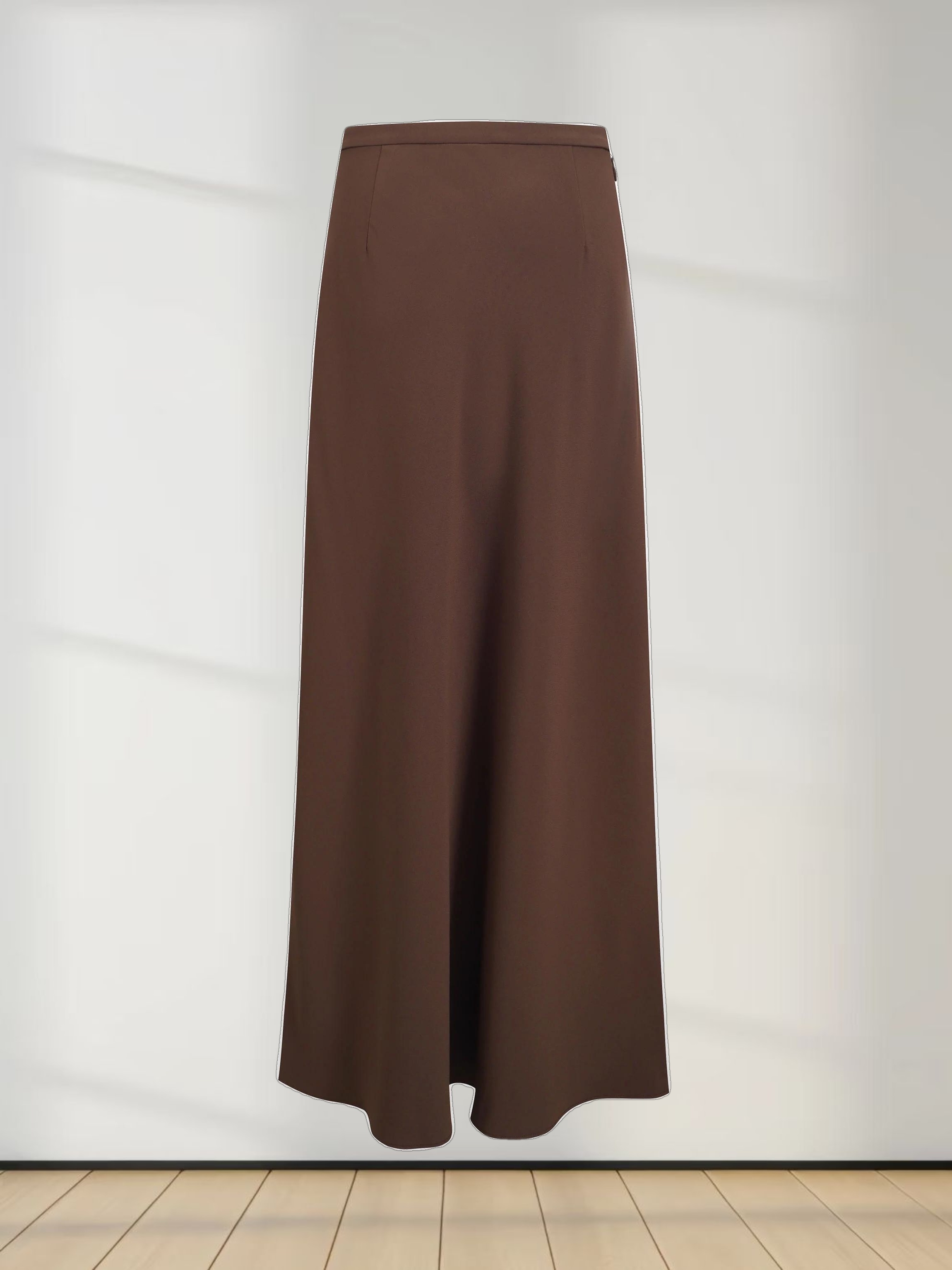 Crepe Flare Skirt-Brown