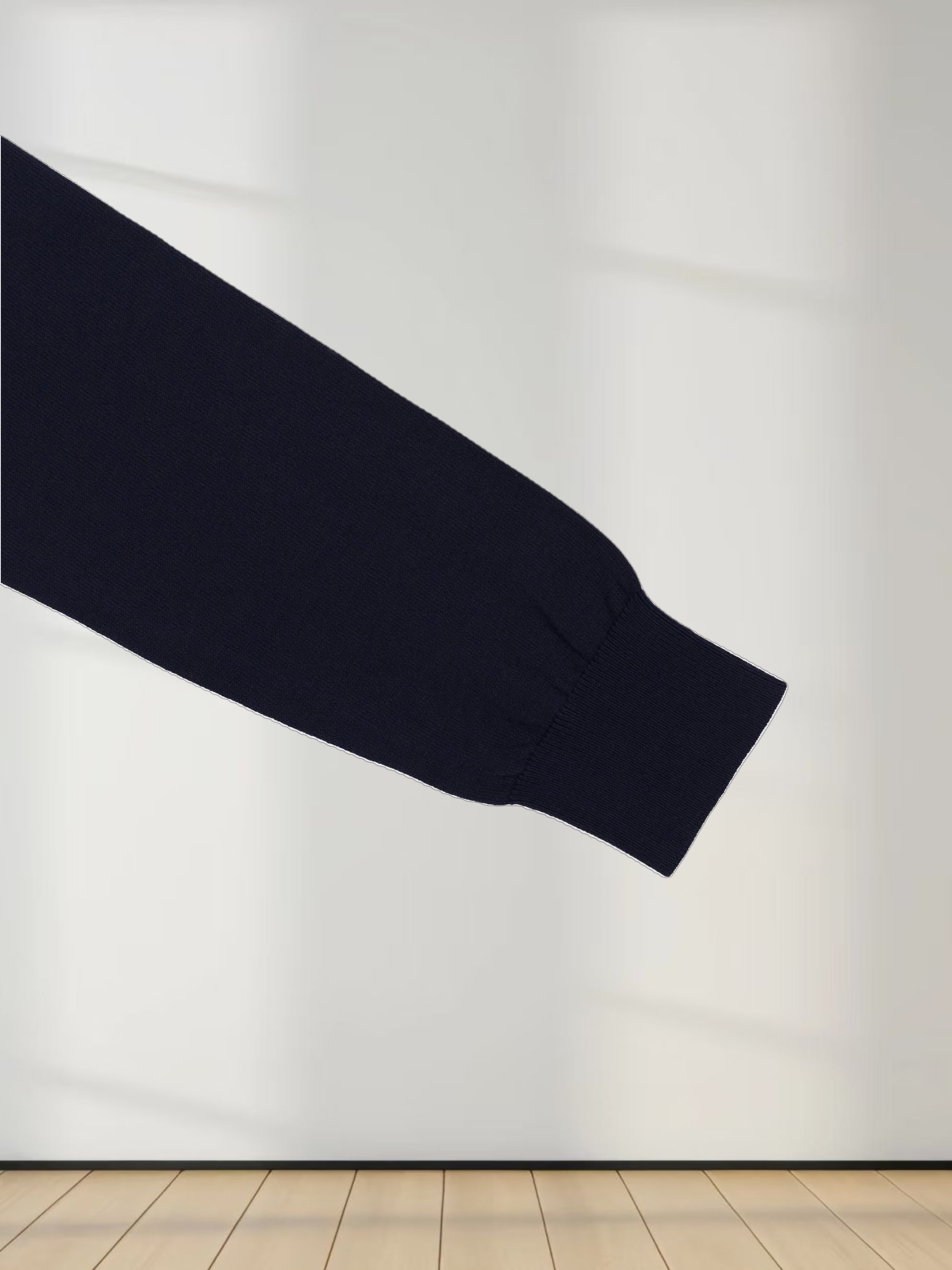 Wool Blend Collared Cardigan-Navy