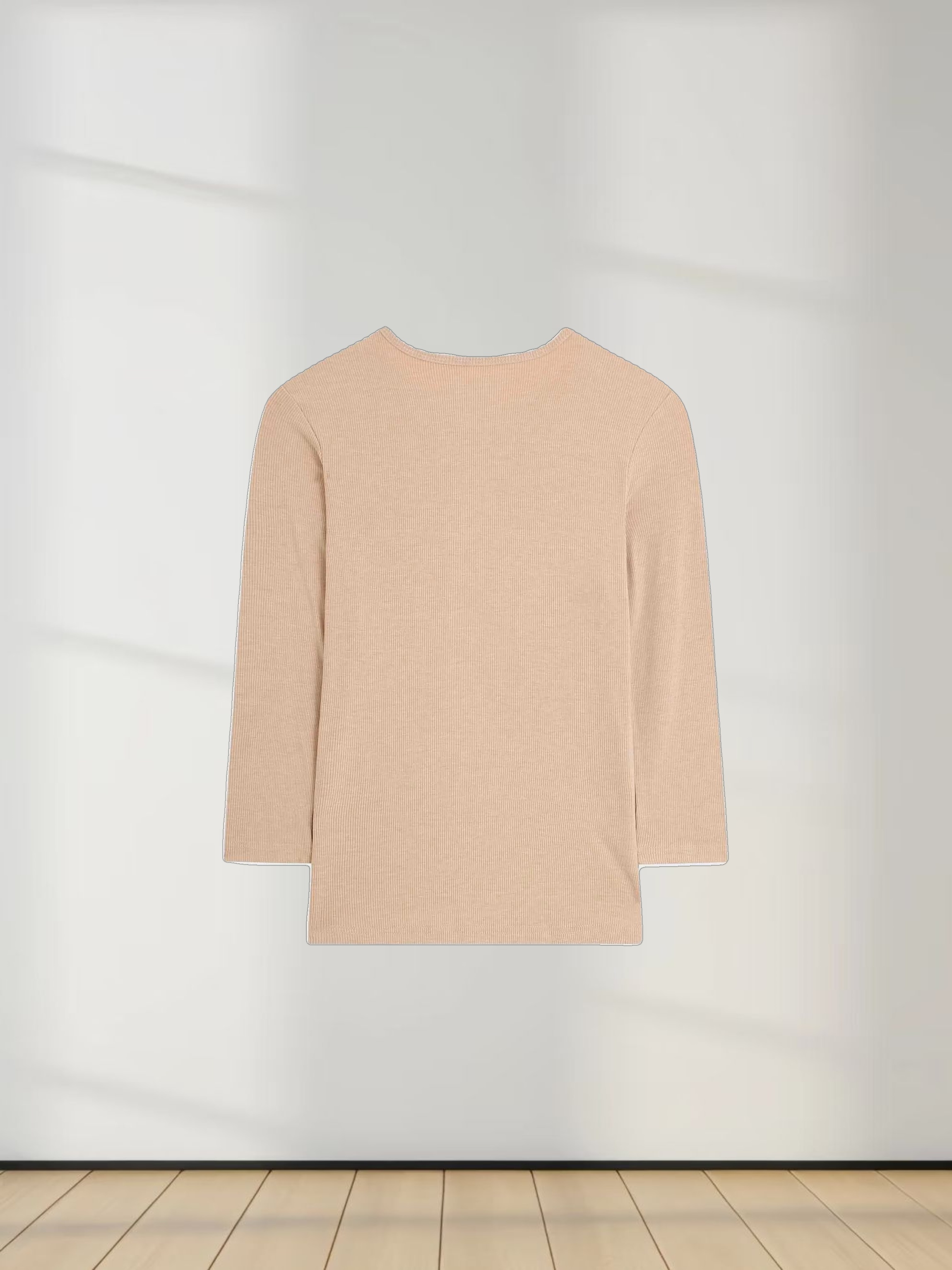 HIGH V RIBBED TEE - 3Q - TAN