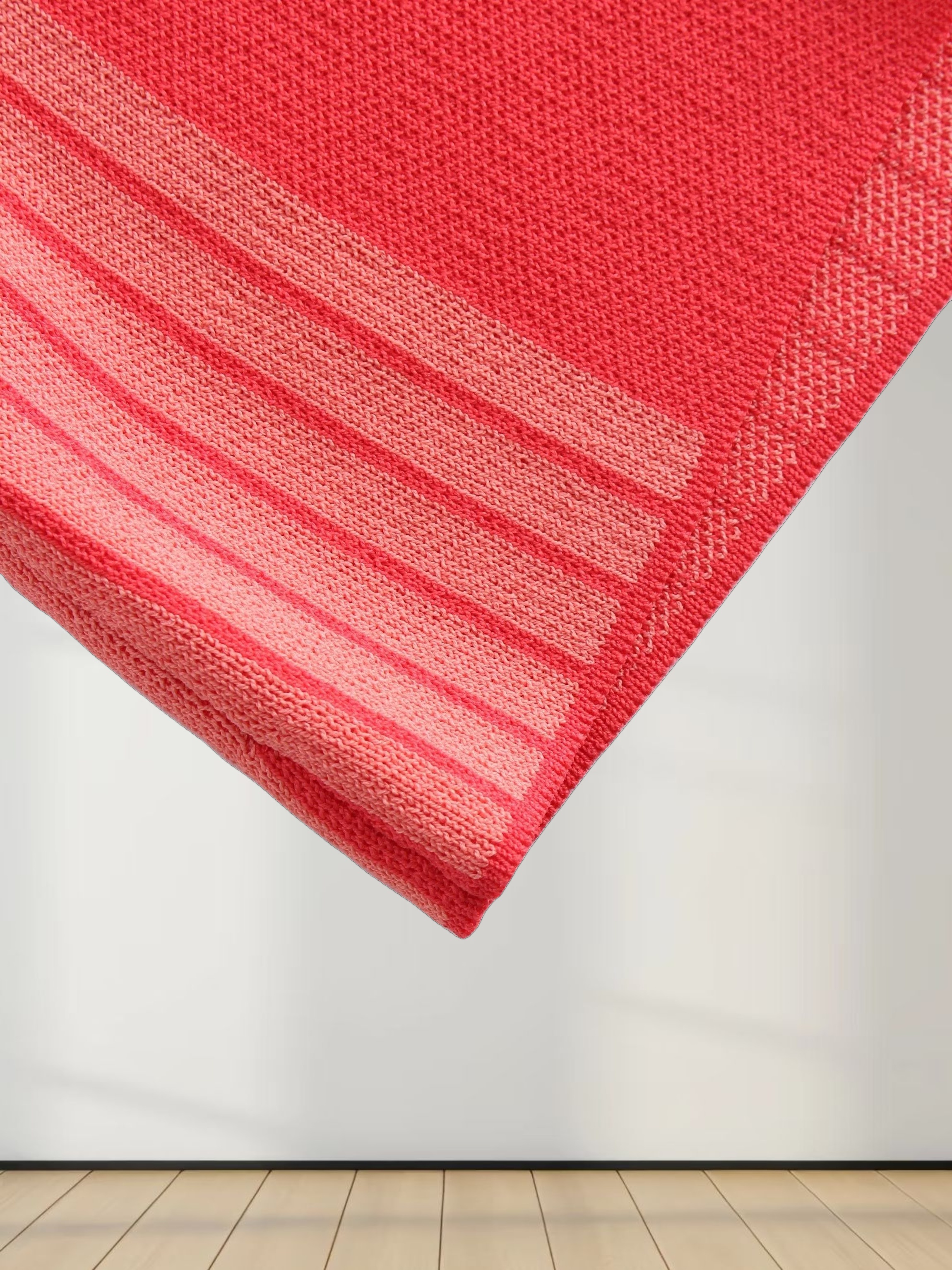 Mixed Stripe Polo Sweater-Coral