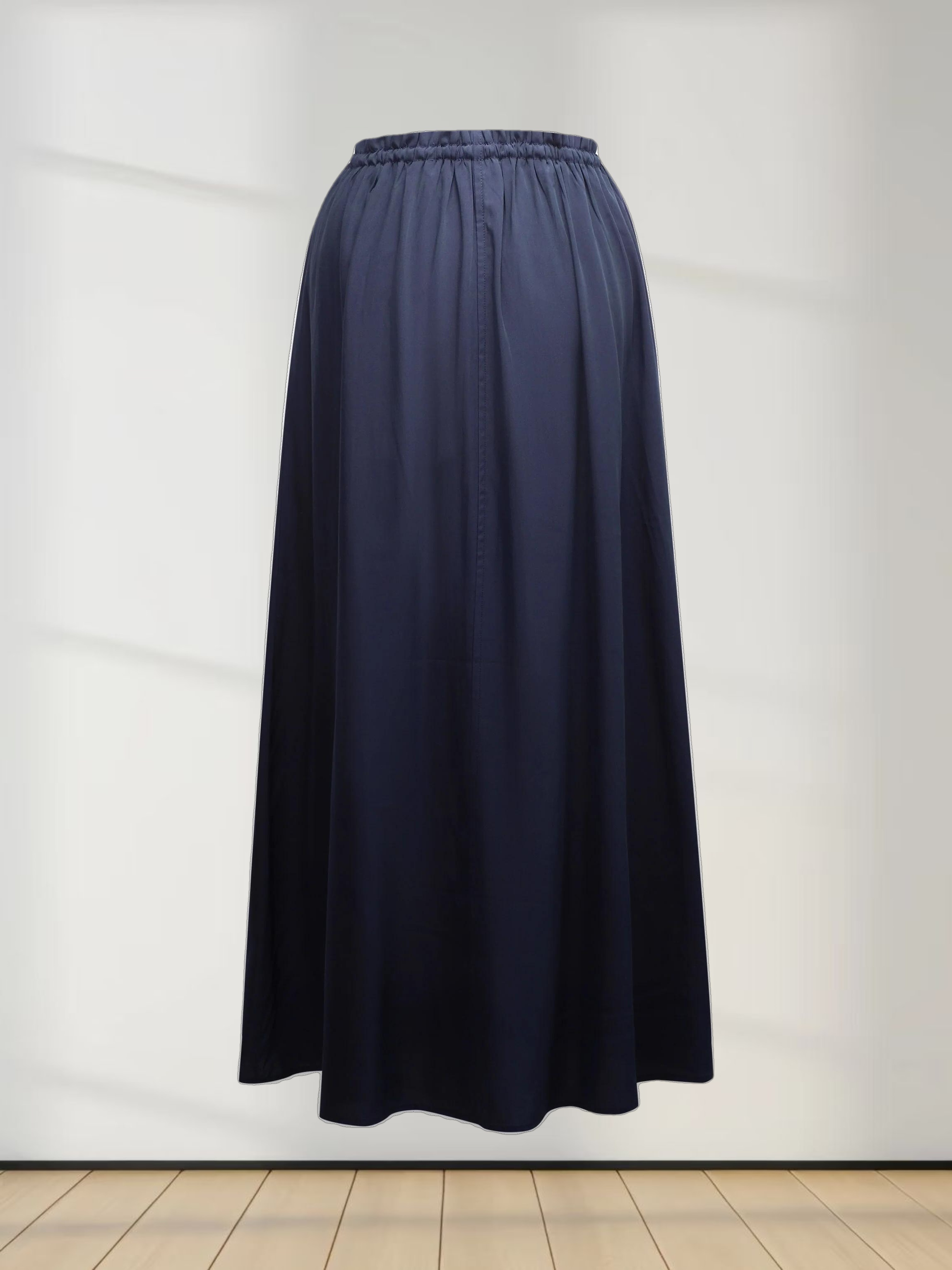 DRAWSTRING RUFFLE SKIRT-NAVY