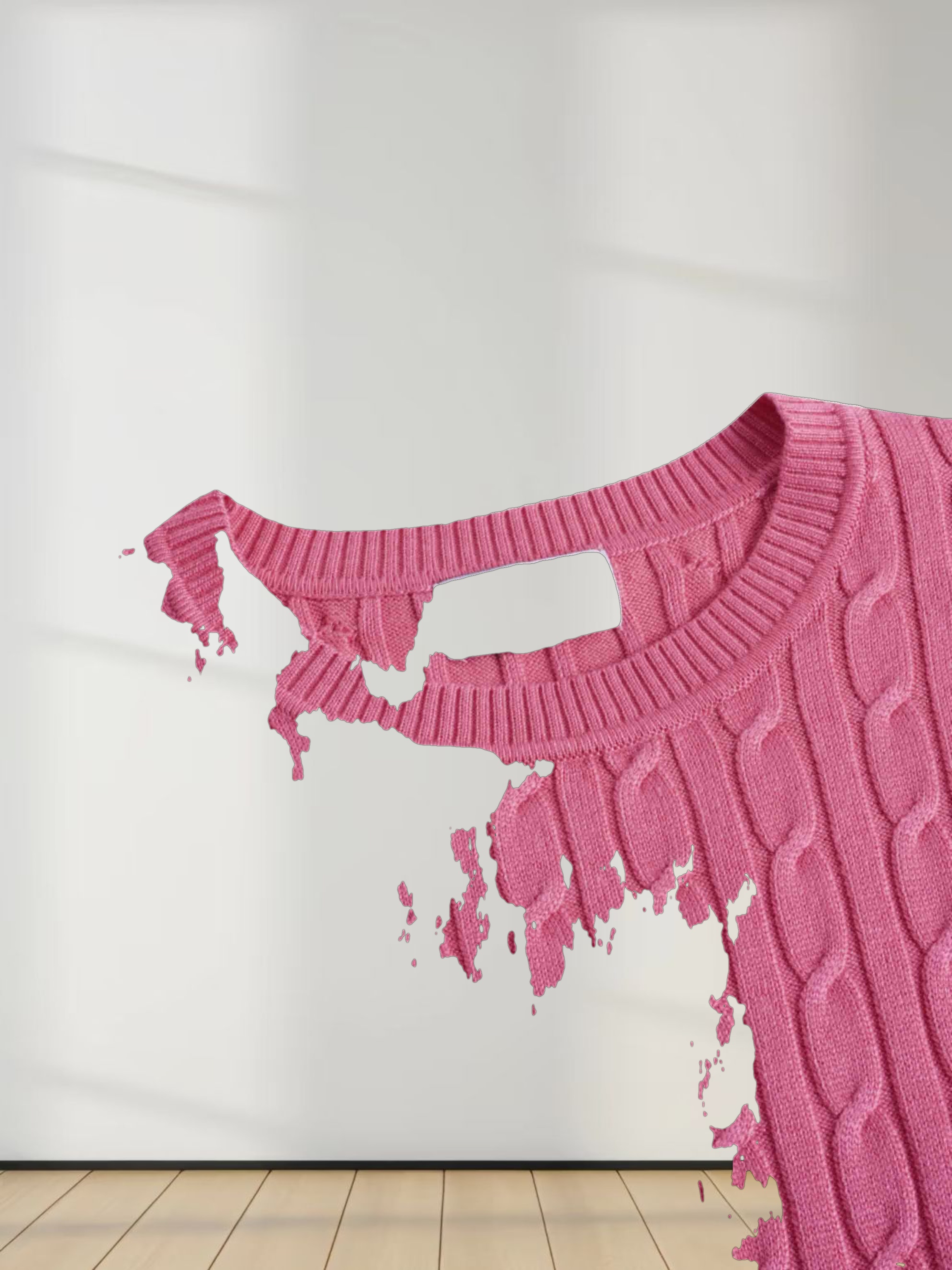 Knit Cable Sweater-Rose Pink