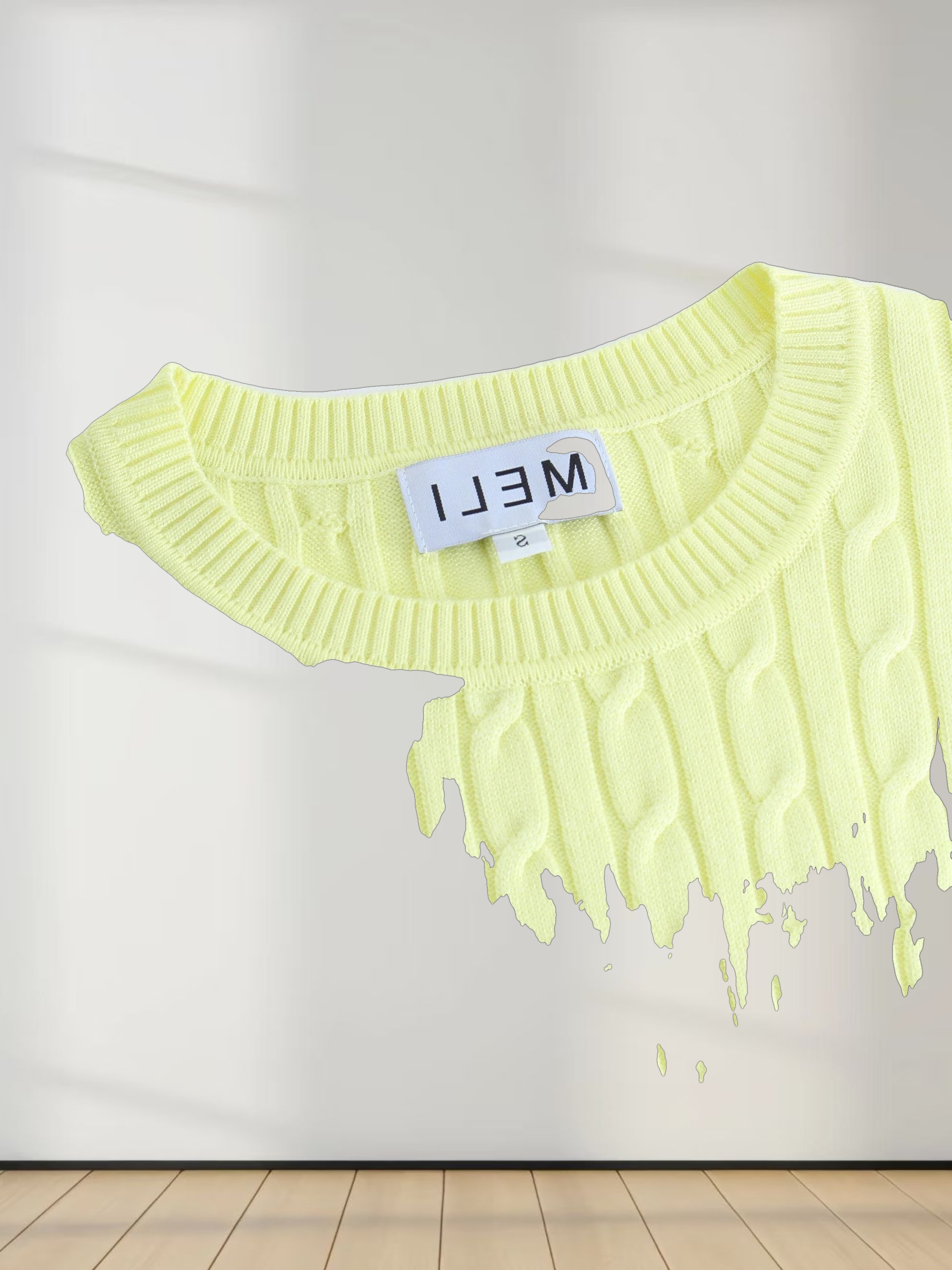 Knit Cable Sweater-Yellow
