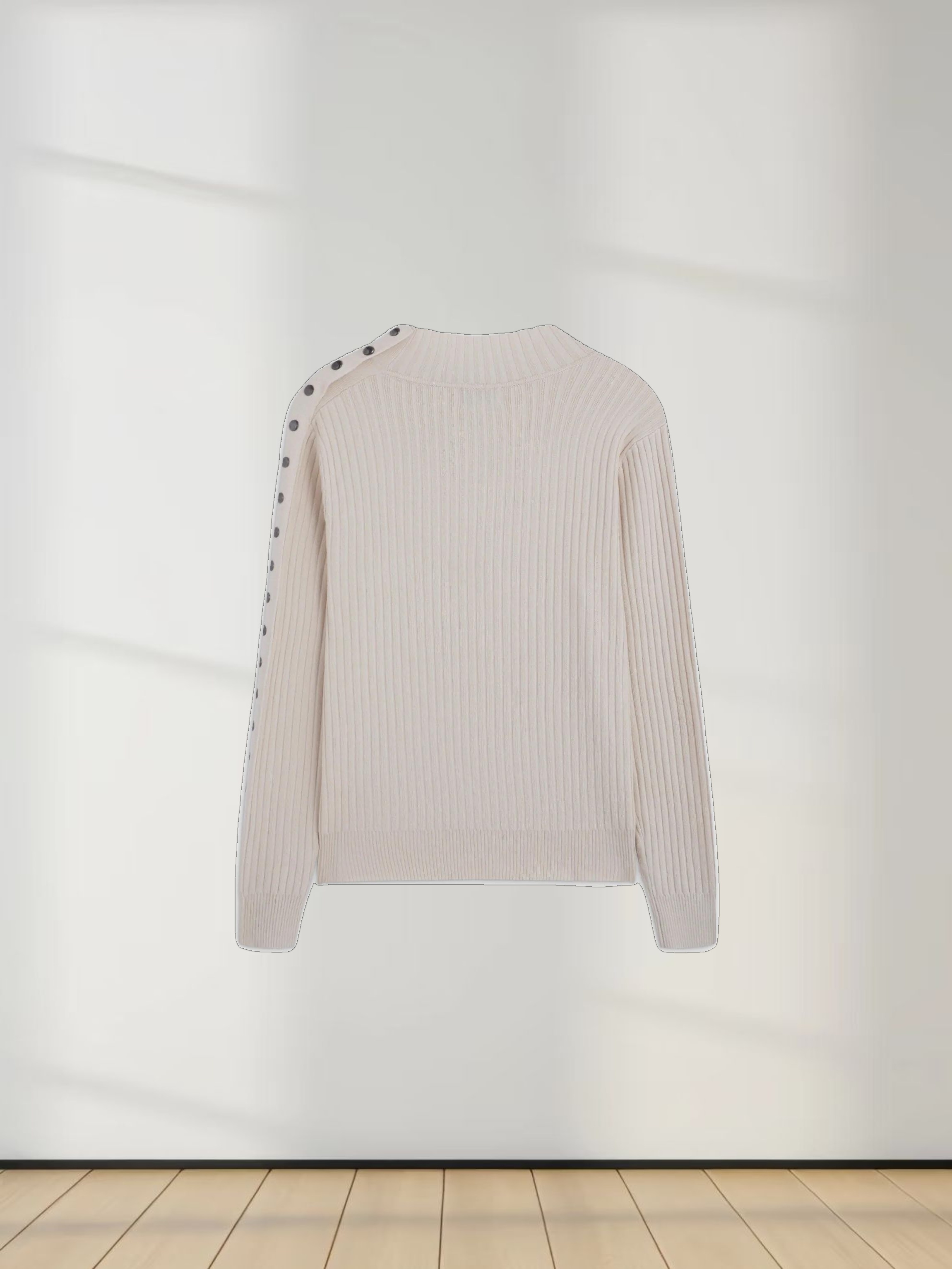 Side Snap Sweater-Cream