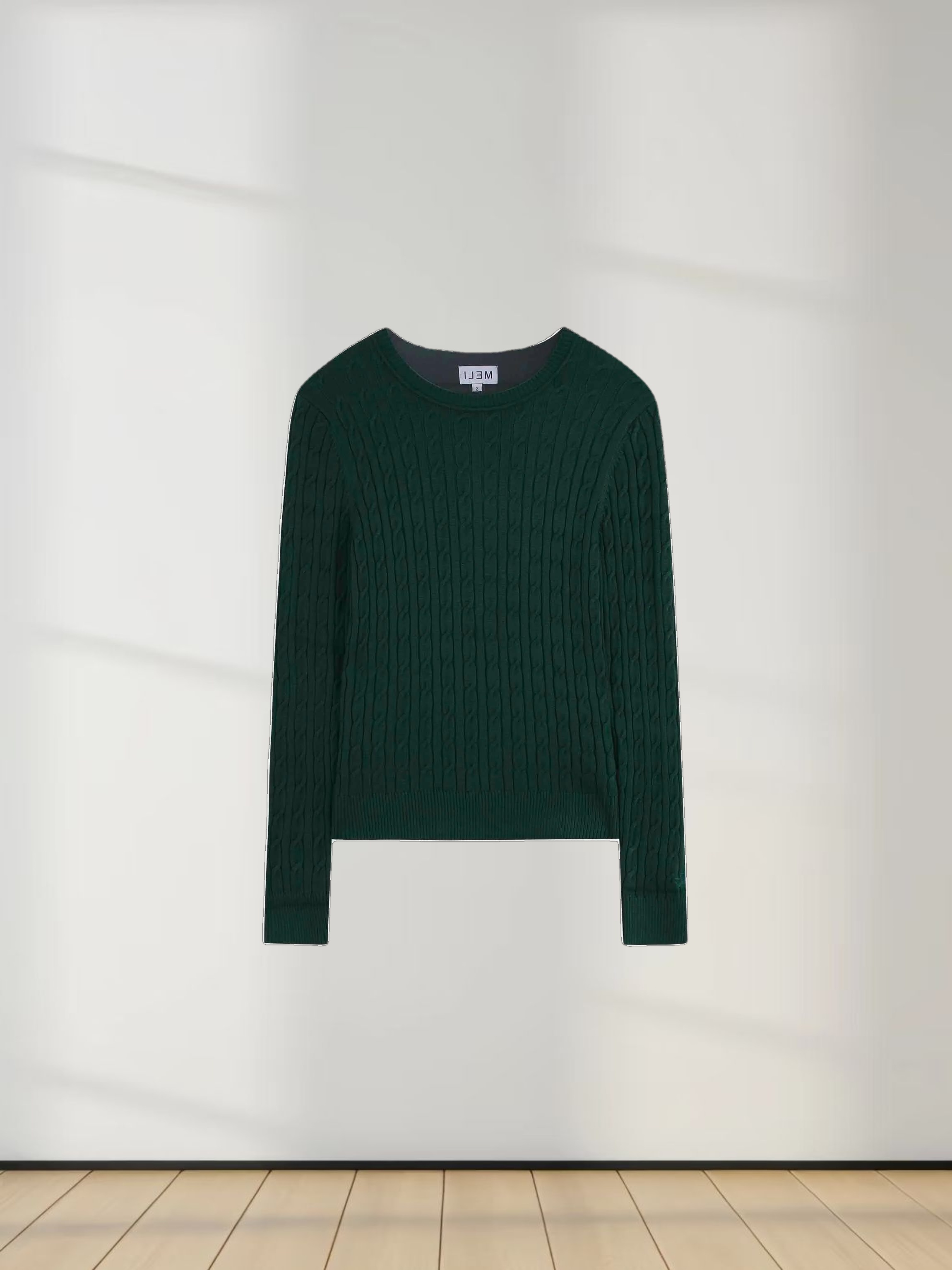 Knit Cable Sweater-Hunter Green