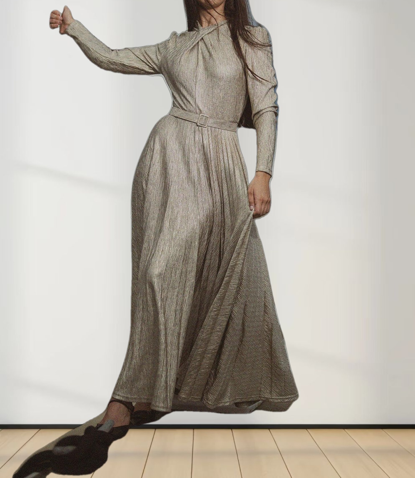 Shimmer Front Knot Pleat Dress 50