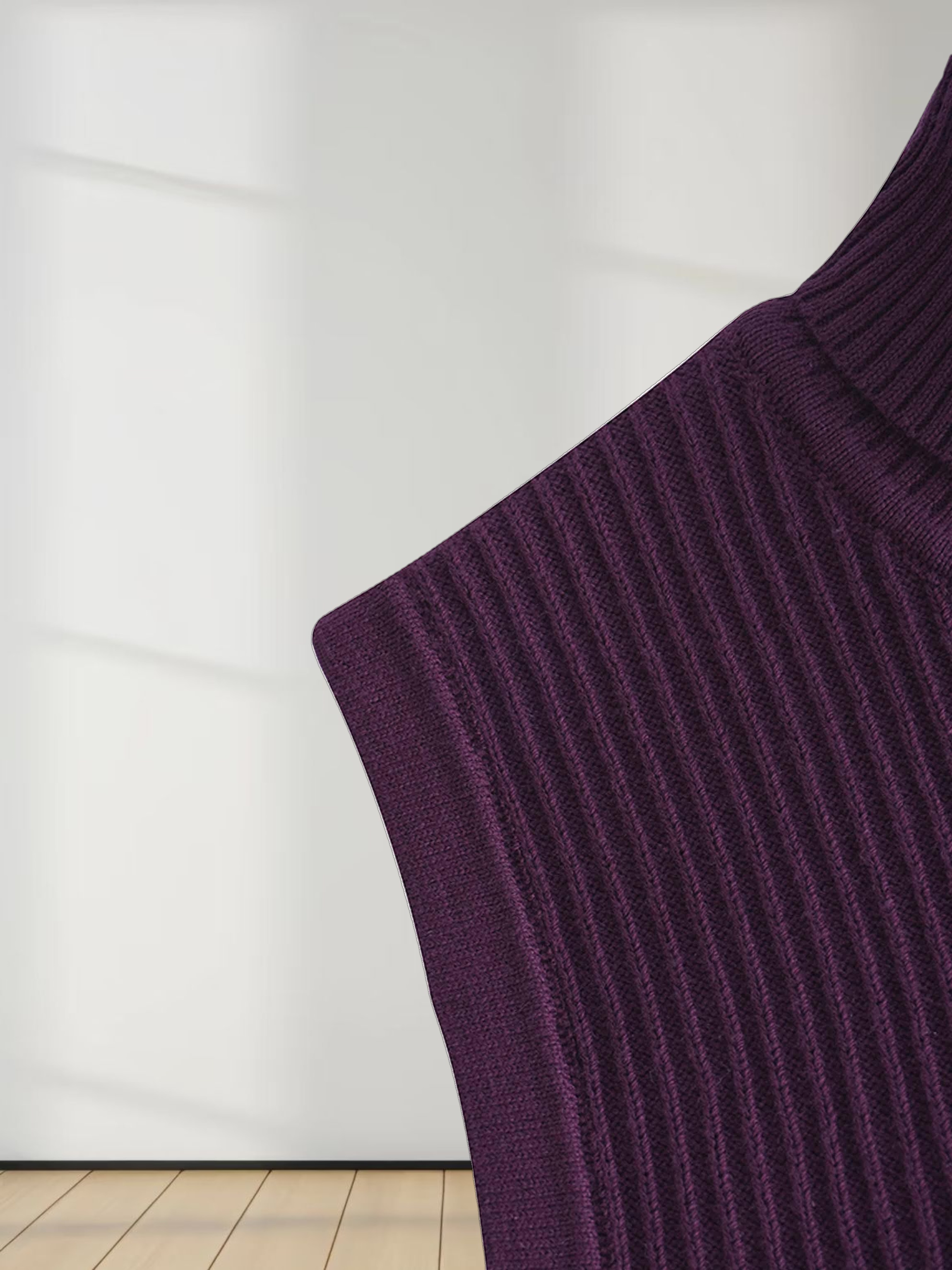 Sleeveless Ribbed Turtleneck-Wine