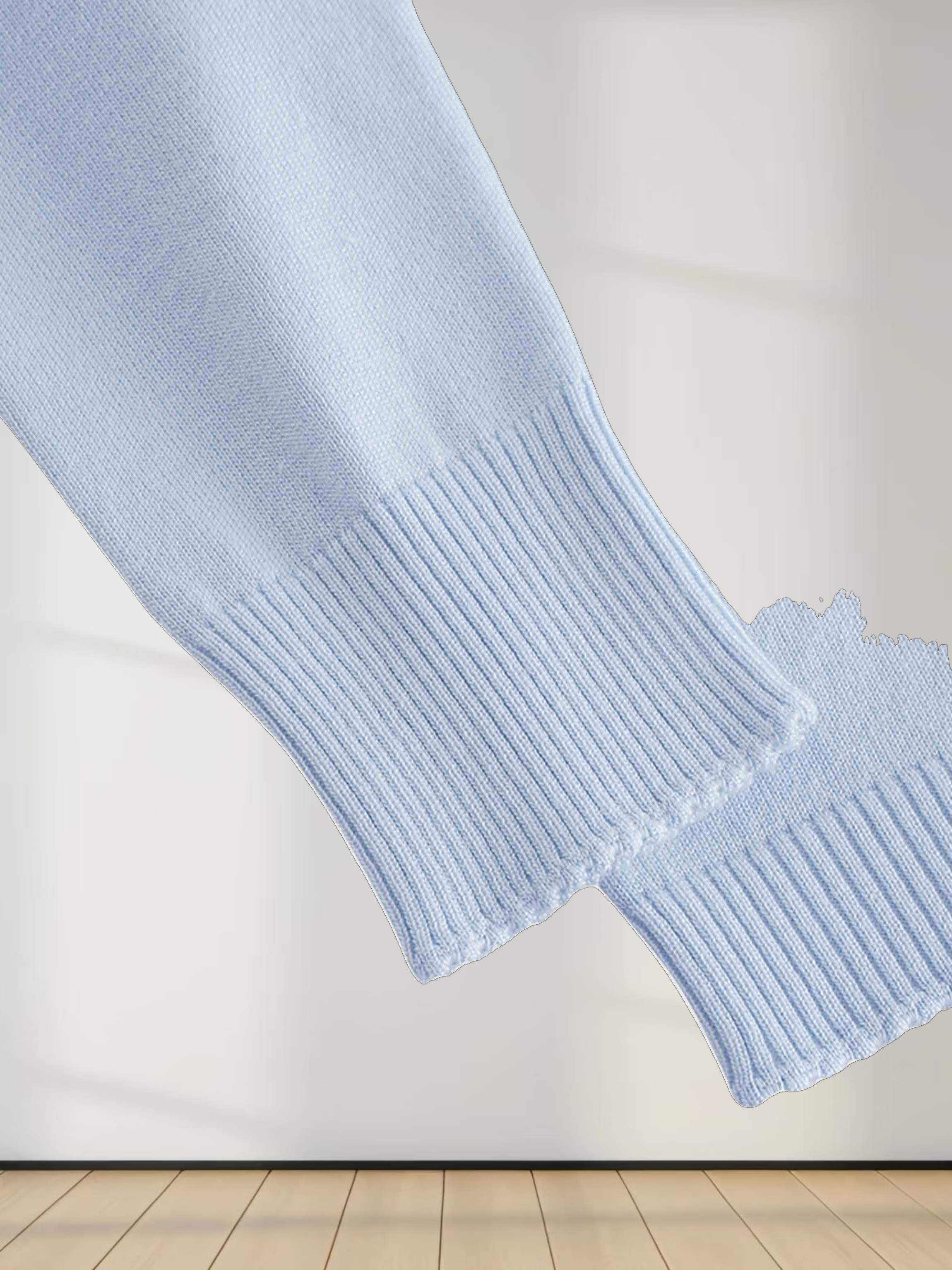 Trim Detail Crew Crop Cardigan-Light Blue