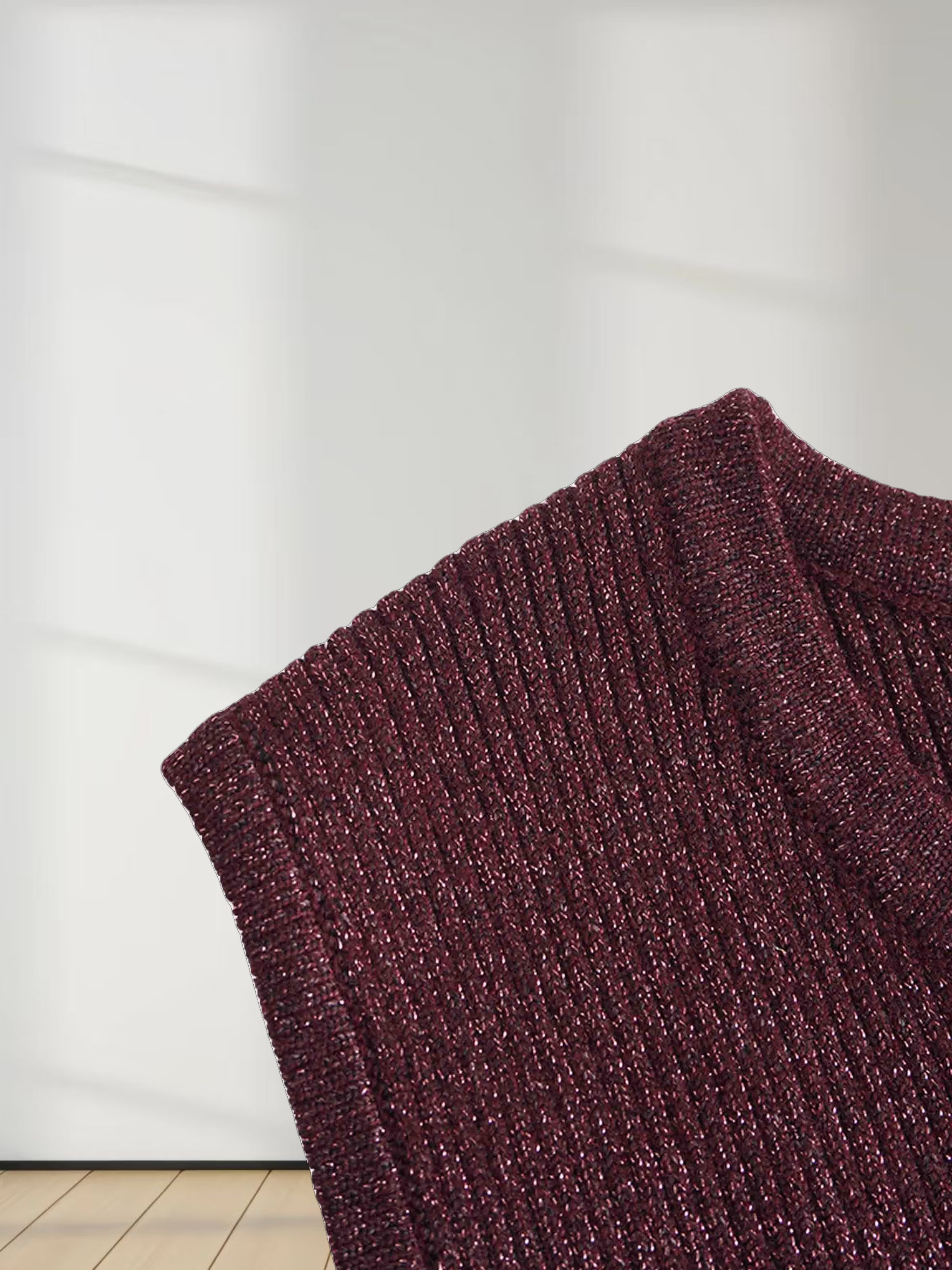 Lurex Sleeveless Sweater-Heathered Burgundy