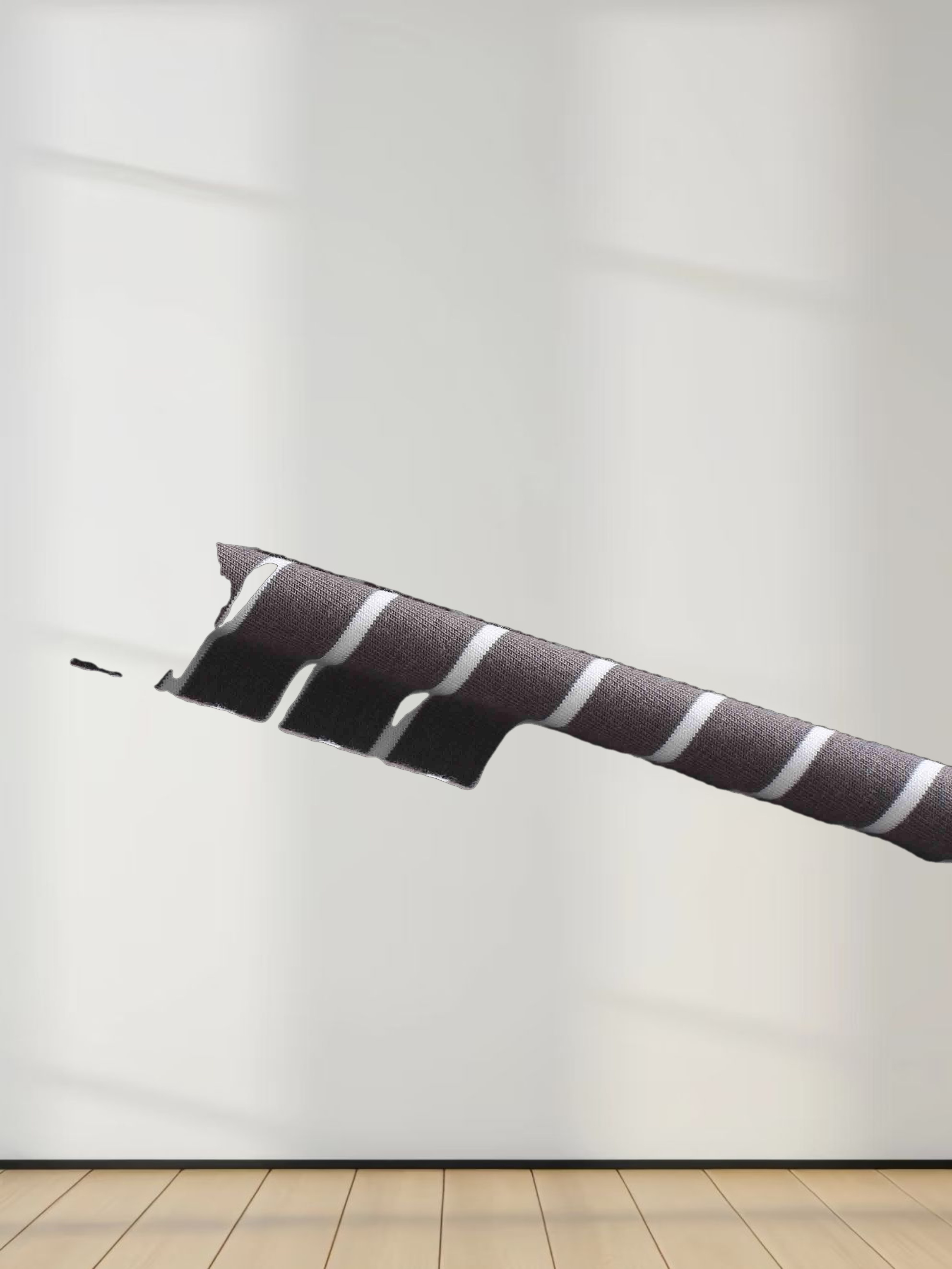 Flat Striped High V Long Sleeve-Grey/White